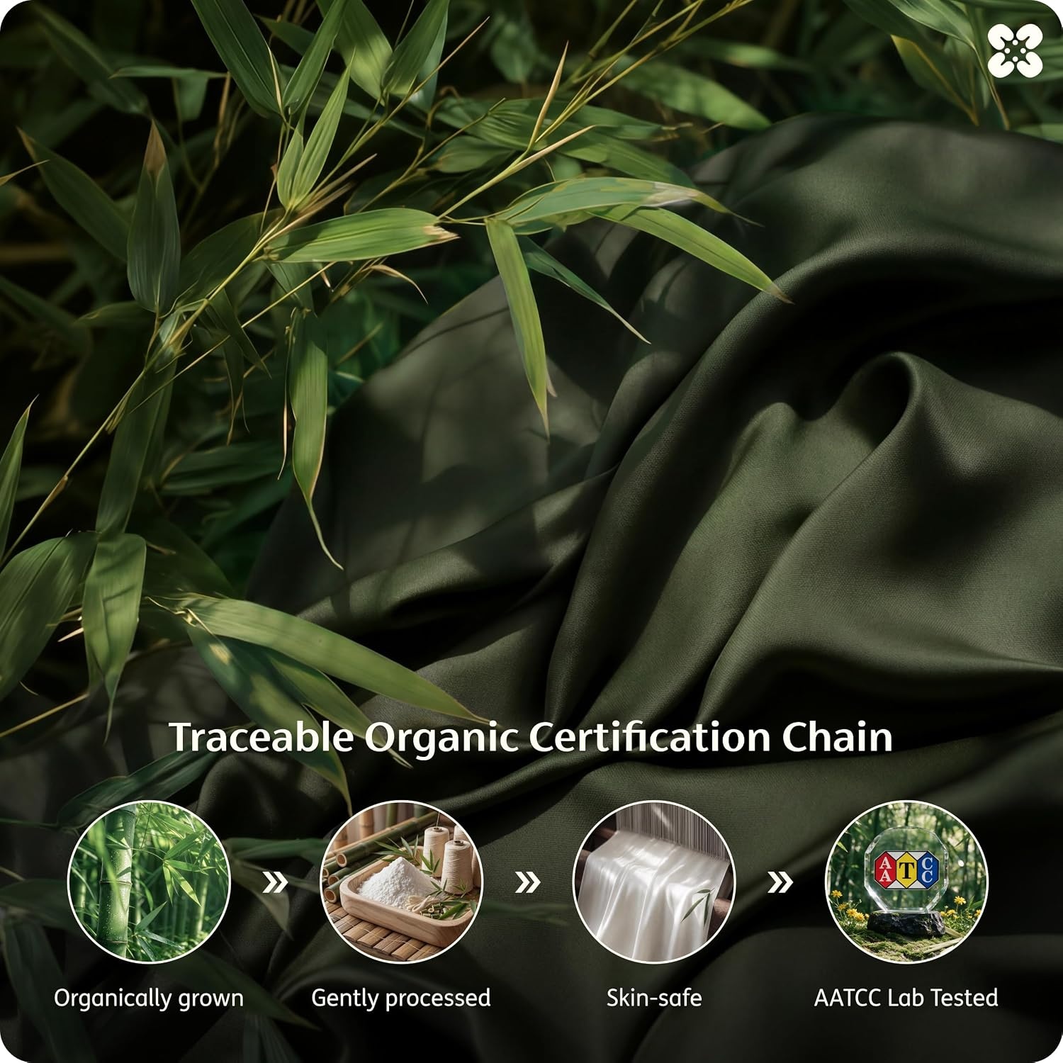 image:imageBedsure PureWoven 100 Organic Bamboo Cooling Duvet Cover Set King Green Silky Soft Luxury for Hot Sleepers 300TC Button Closure 3 Pieces with 2 Pillow ShamsNo Insert 104 X 90Olive Green