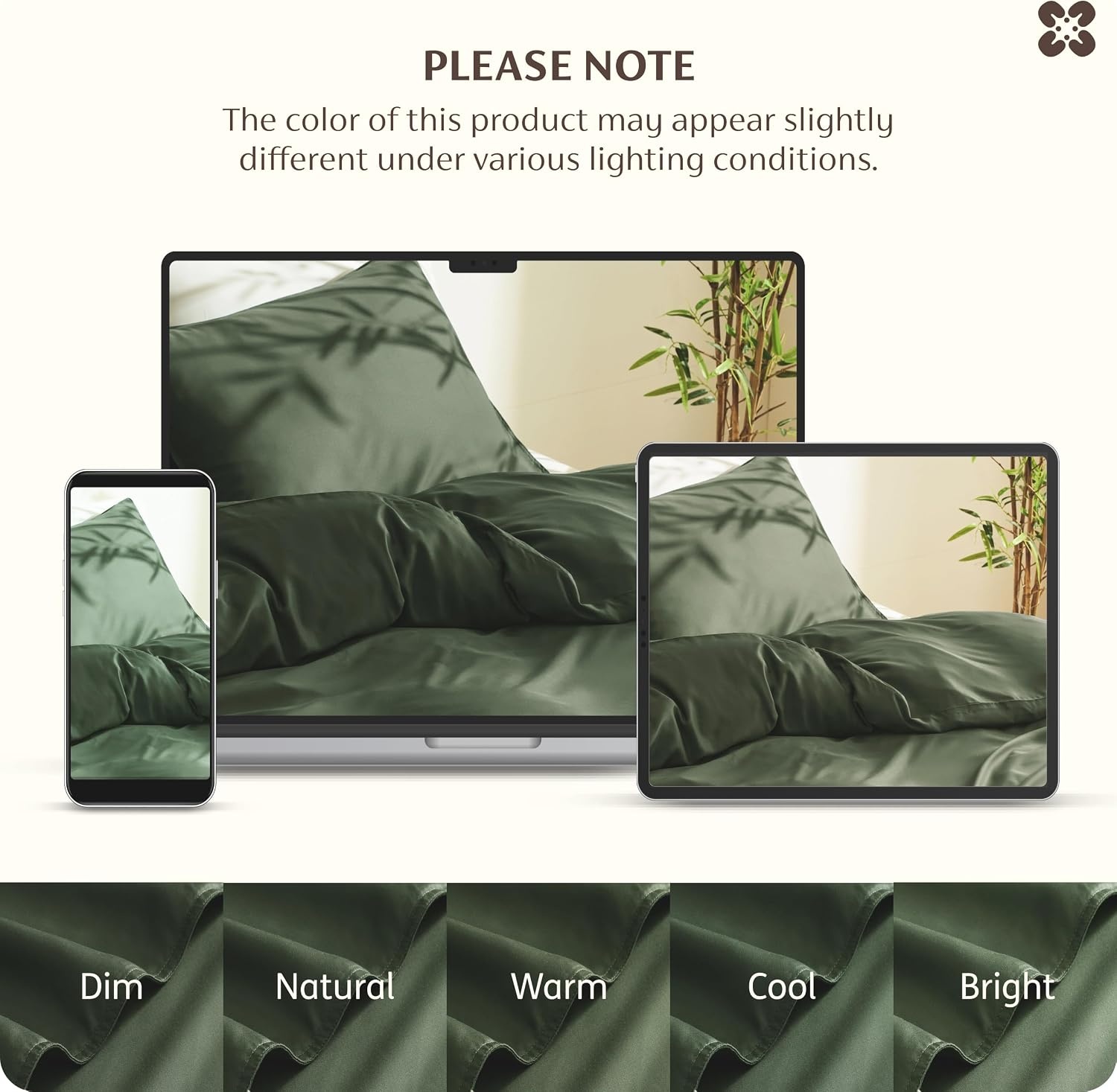 image:imageBedsure PureWoven 100 Organic Bamboo Cooling Duvet Cover Set King Green Silky Soft Luxury for Hot Sleepers 300TC Button Closure 3 Pieces with 2 Pillow ShamsNo Insert 104 X 90Olive Green