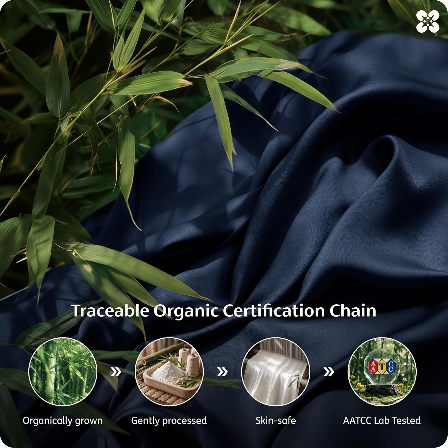 image:imageBedsure PureWoven 100 Organic Bamboo Cooling Duvet Cover Set King Green Silky Soft Luxury for Hot Sleepers 300TC Button Closure 3 Pieces with 2 Pillow ShamsNo Insert 104 X 90Navy