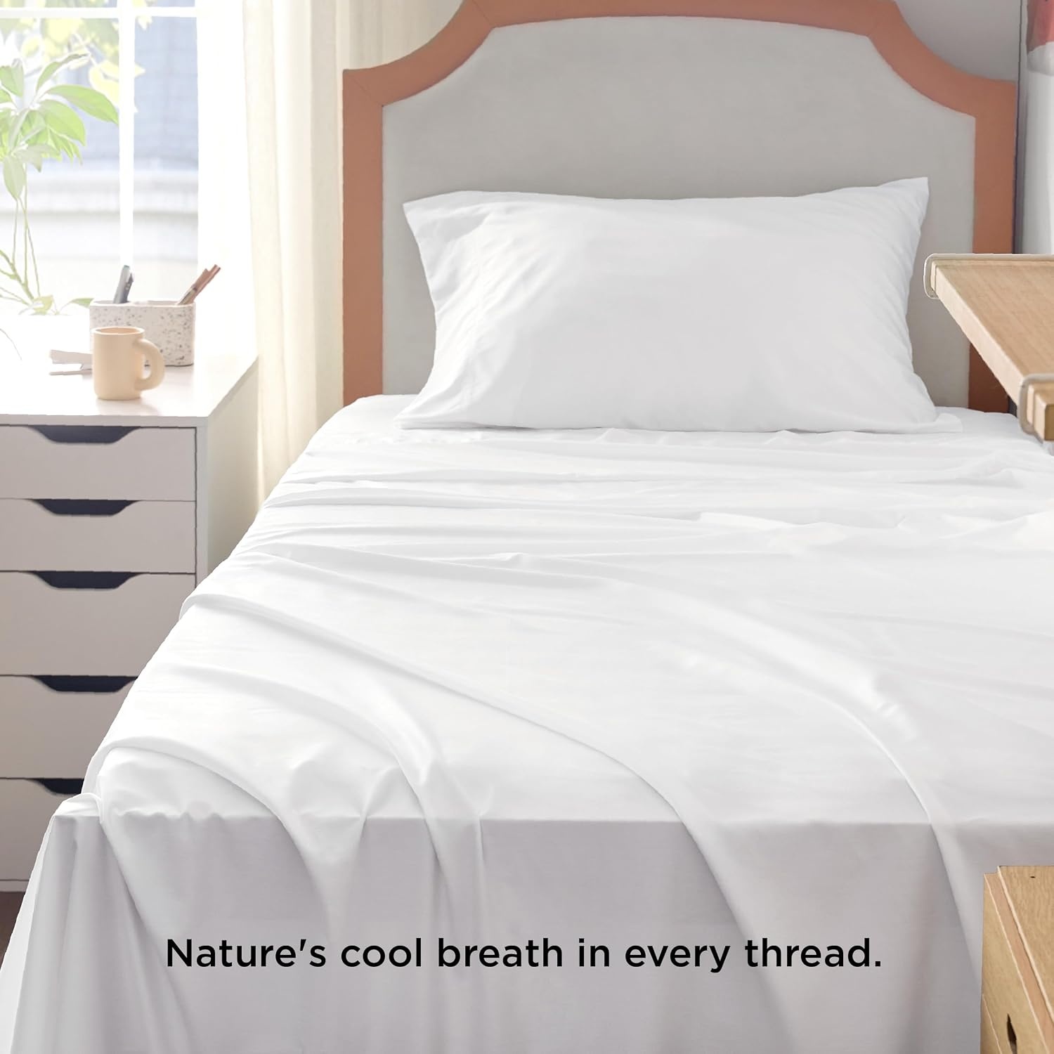 image:imageBedsure PureWoven 100 Rayon Derived from Bamboo Queen Sheets 4 Pieces Cooling Sheets for Hot Sleepers Breathable amp Silky Soft 16 Deep Pocket Hotel Luxury Bedding White02 White