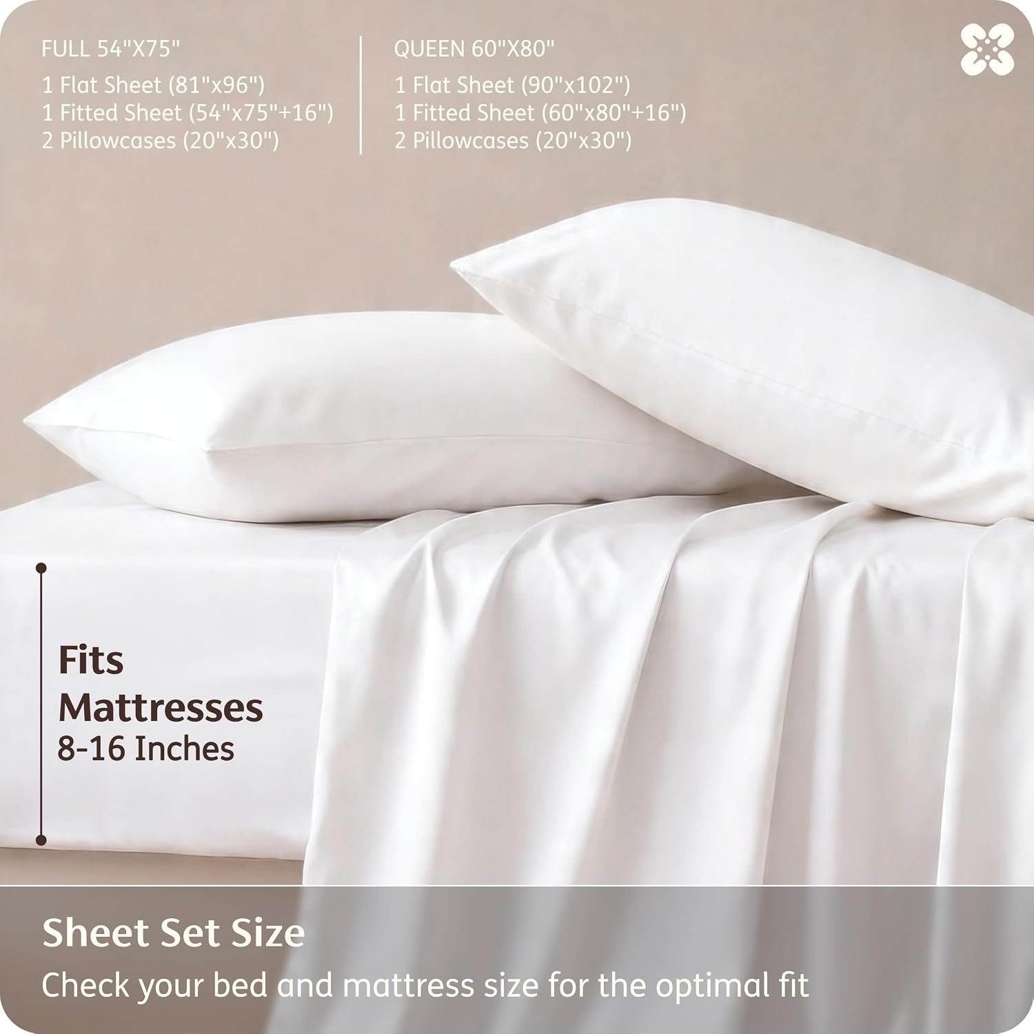 image:imageBedsure PureWoven 100 Rayon Derived from Bamboo Queen Sheets 4 Pieces Cooling Sheets for Hot Sleepers Breathable amp Silky Soft 16 Deep Pocket Hotel Luxury Bedding White02 White