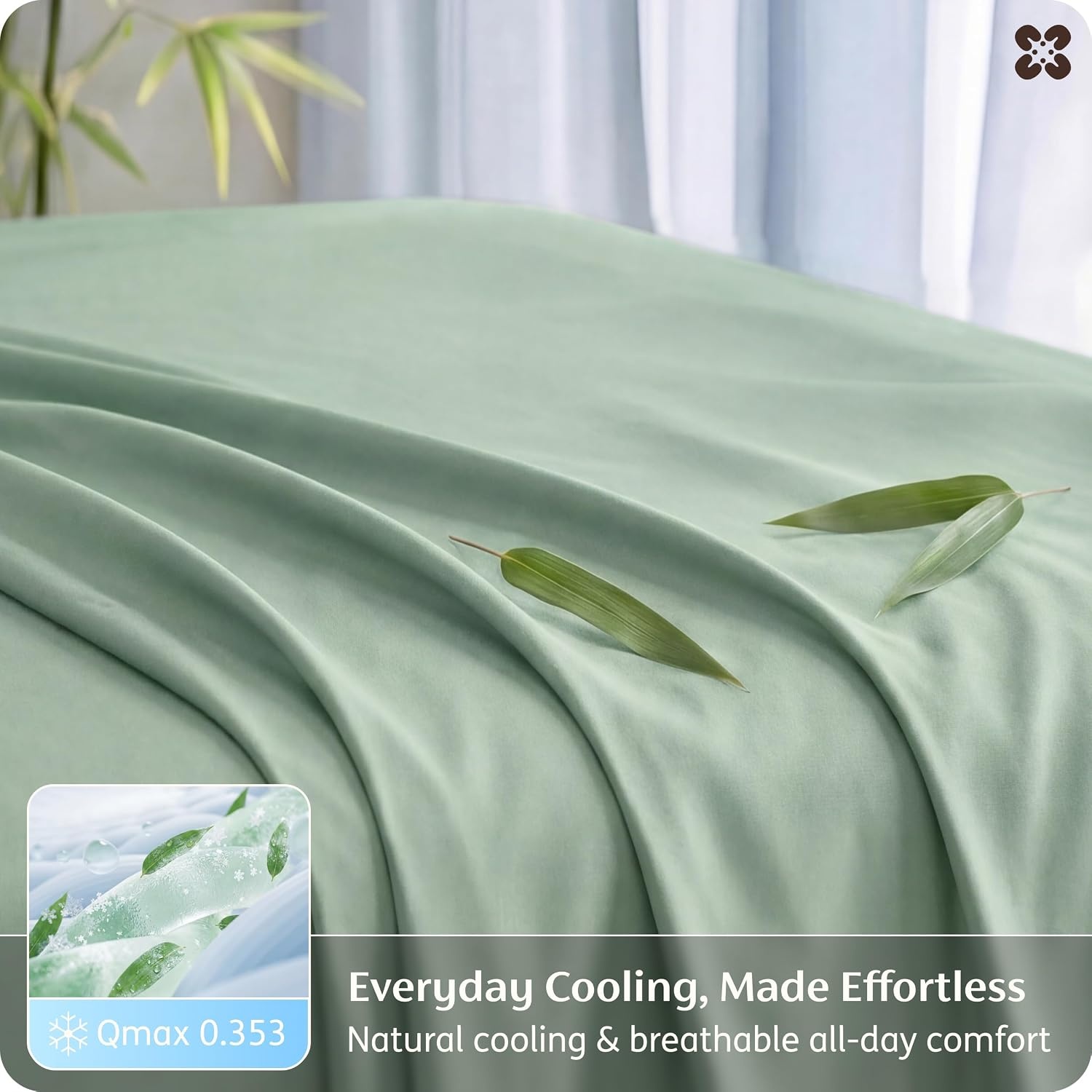 image:imageBedsure PureWoven 100 Rayon Derived from Bamboo Queen Sheets 4 Pieces Cooling Sheets for Hot Sleepers Breathable amp Silky Soft 16 Deep Pocket Hotel Luxury Bedding White10 Sage Green