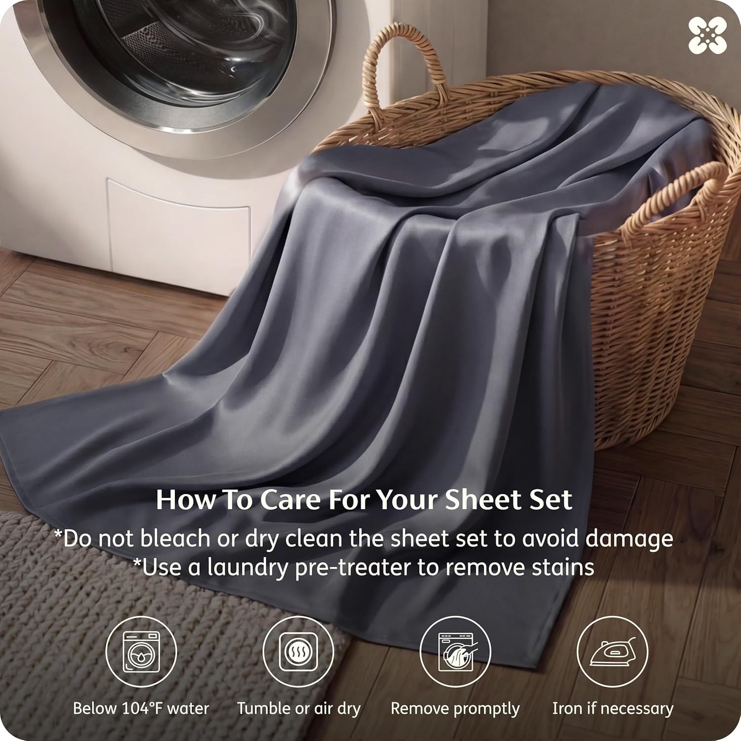 image:imageBedsure PureWoven 100 Rayon Derived from Bamboo Queen Sheets 4 Pieces Cooling Sheets for Hot Sleepers Breathable amp Silky Soft 16 Deep Pocket Hotel Luxury Bedding White01 Dark Grey