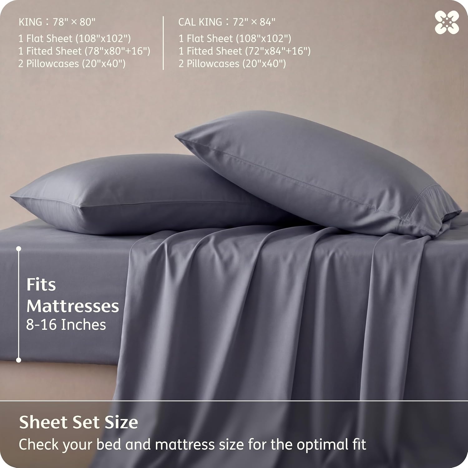 image:imageBedsure PureWoven 100 Rayon Derived from Bamboo Queen Sheets 4 Pieces Cooling Sheets for Hot Sleepers Breathable amp Silky Soft 16 Deep Pocket Hotel Luxury Bedding White01 Dark Grey