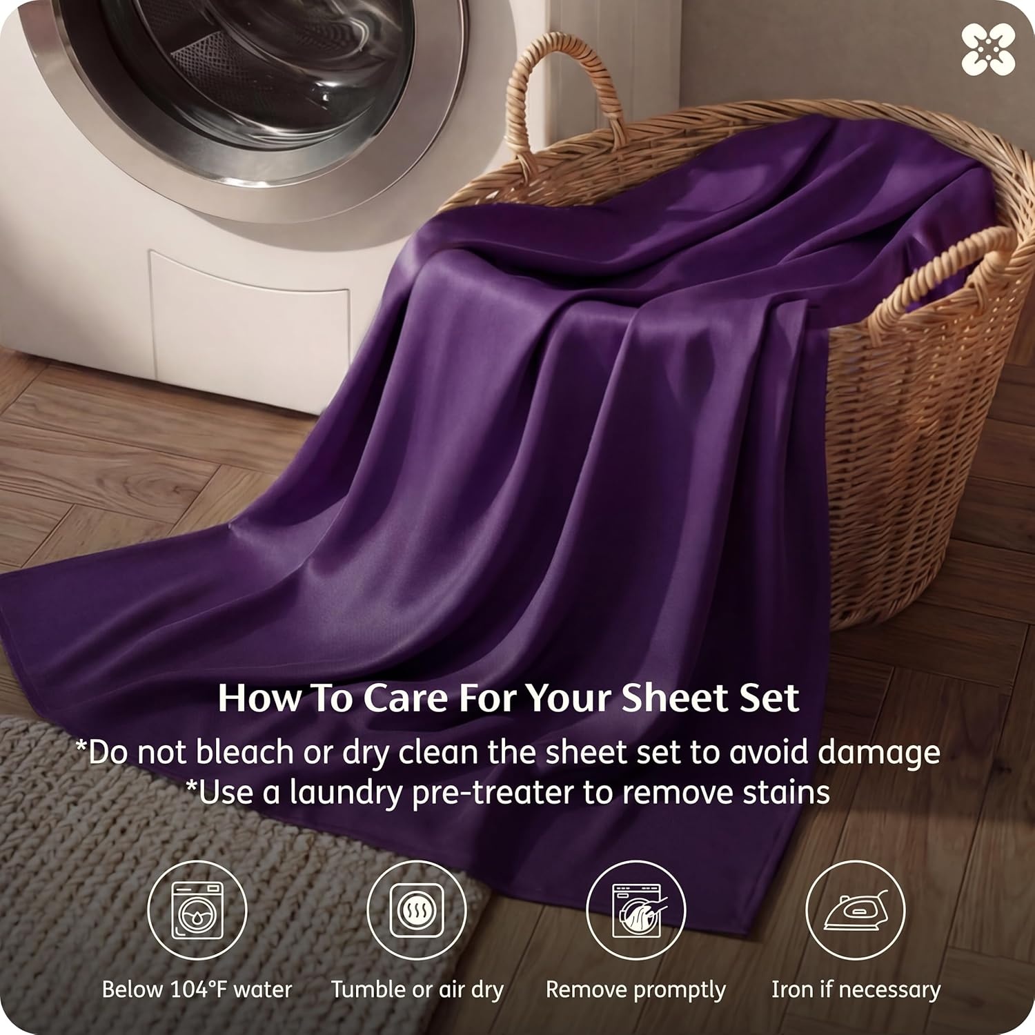image:imageBedsure PureWoven 100 Rayon Derived from Bamboo Queen Sheets 4 Pieces Cooling Sheets for Hot Sleepers Breathable amp Silky Soft 16 Deep Pocket Hotel Luxury Bedding White14 Plum
