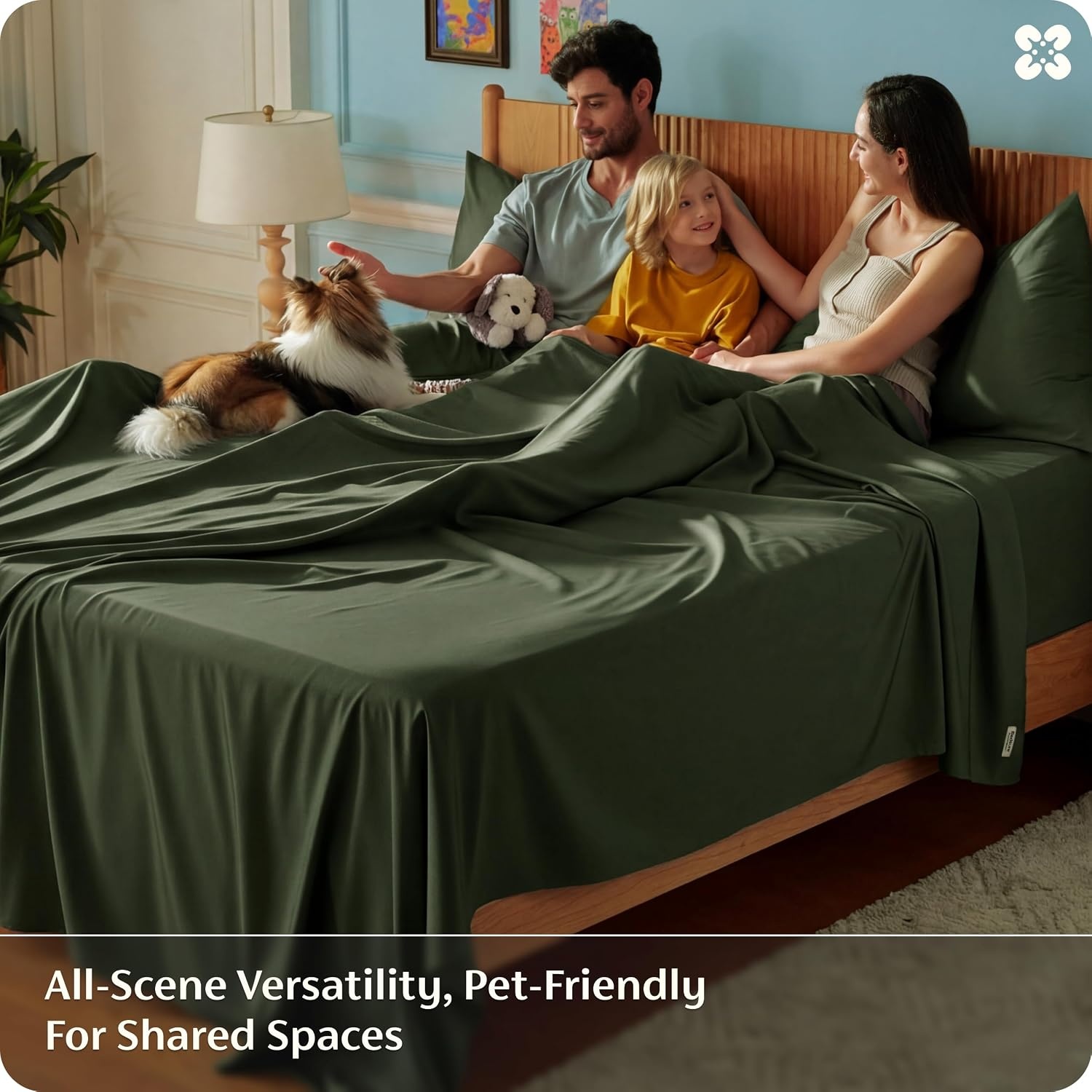 image:imageBedsure PureWoven 100 Rayon Derived from Bamboo Queen Sheets 4 Pieces Cooling Sheets for Hot Sleepers Breathable amp Silky Soft 16 Deep Pocket Hotel Luxury Bedding White22 Olive Green