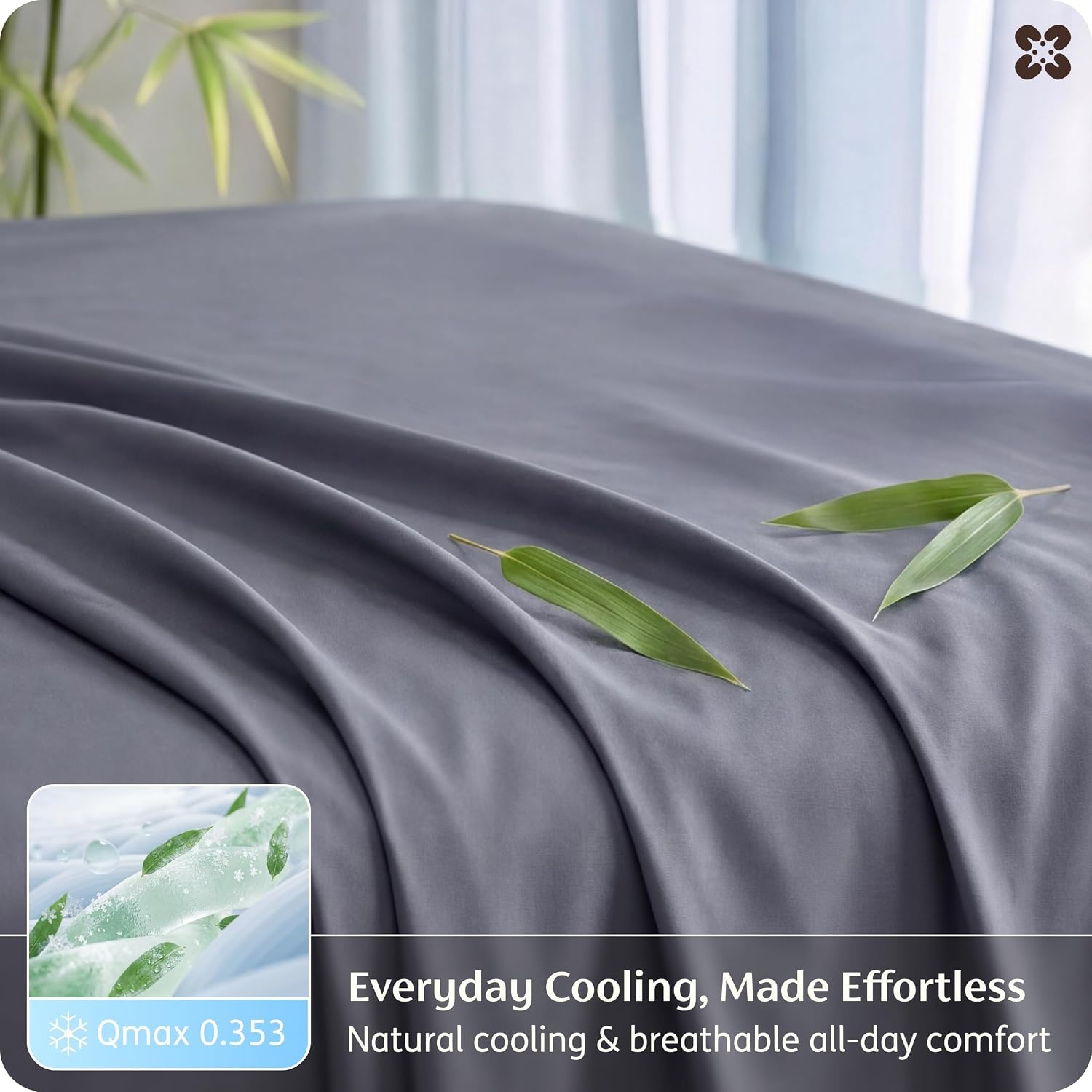 image:imageBedsure PureWoven 100 Rayon Derived from Bamboo Queen Sheets 4 Pieces Cooling Sheets for Hot Sleepers Breathable amp Silky Soft 16 Deep Pocket Hotel Luxury Bedding White01 Dark Grey
