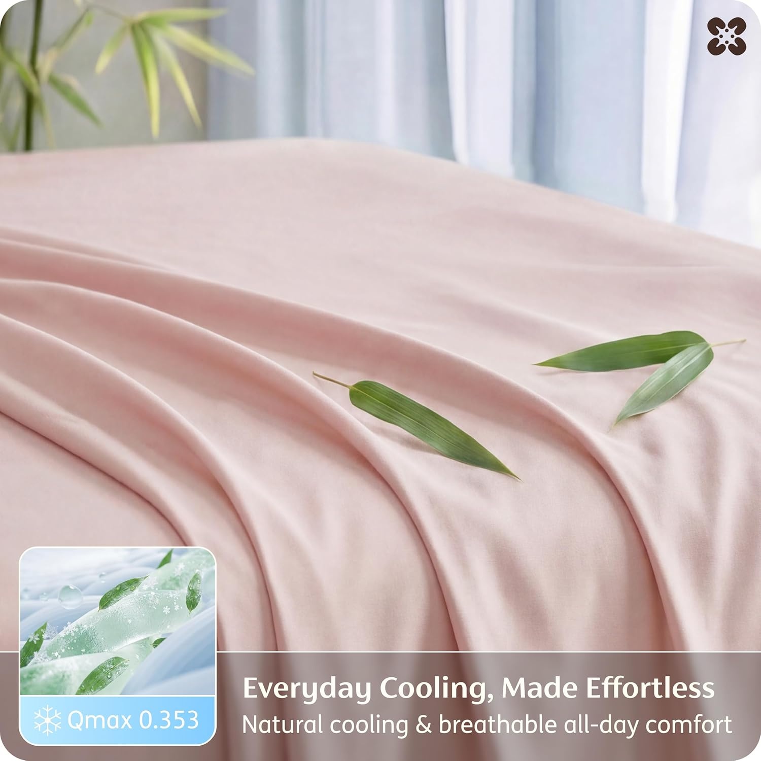 image:imageBedsure PureWoven 100 Rayon Derived from Bamboo Queen Sheets 4 Pieces Cooling Sheets for Hot Sleepers Breathable amp Silky Soft 16 Deep Pocket Hotel Luxury Bedding White11 Pink