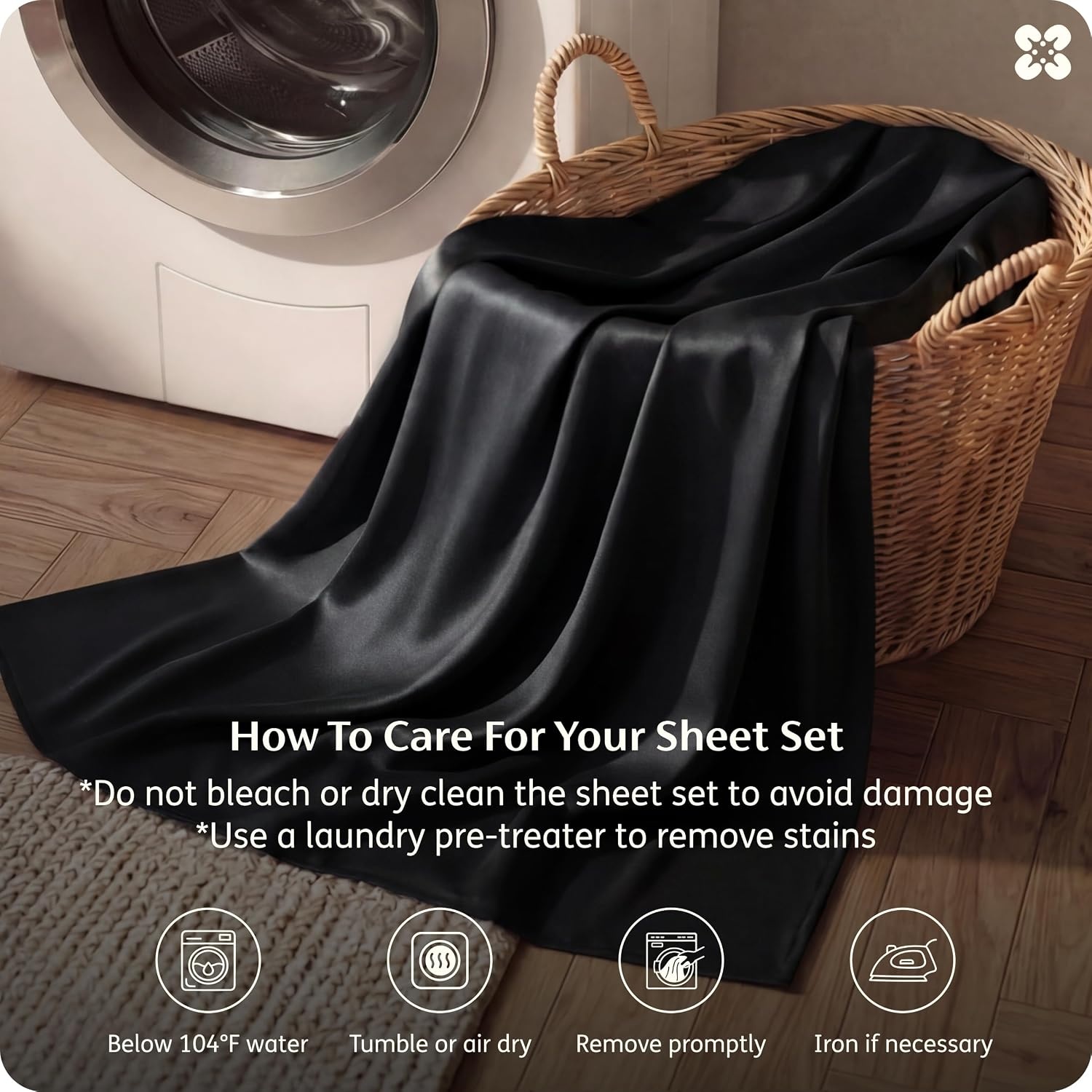 image:imageBedsure PureWoven 100 Rayon Derived from Bamboo Queen Sheets 4 Pieces Cooling Sheets for Hot Sleepers Breathable amp Silky Soft 16 Deep Pocket Hotel Luxury Bedding White09 Black