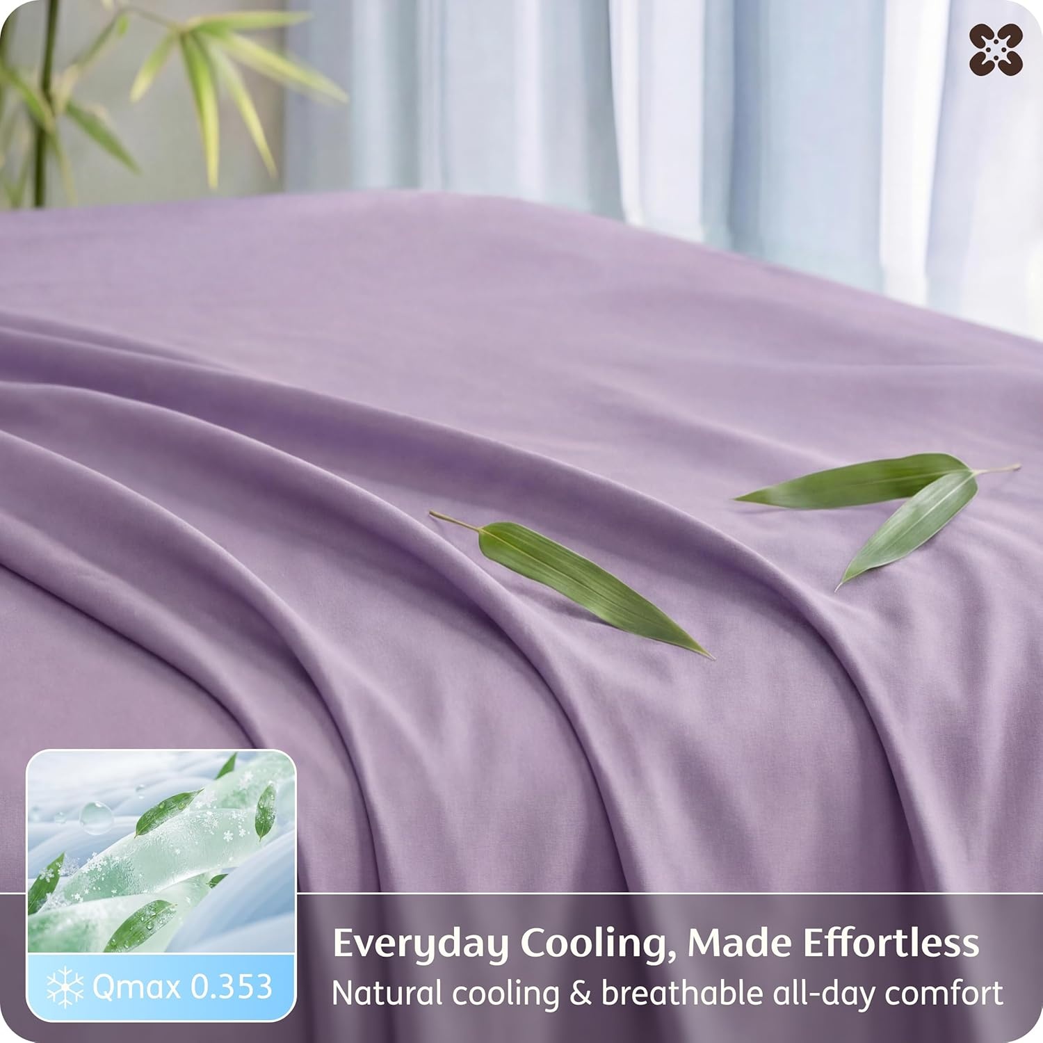 image:imageBedsure PureWoven 100 Rayon Derived from Bamboo Queen Sheets 4 Pieces Cooling Sheets for Hot Sleepers Breathable amp Silky Soft 16 Deep Pocket Hotel Luxury Bedding White13 Lilac
