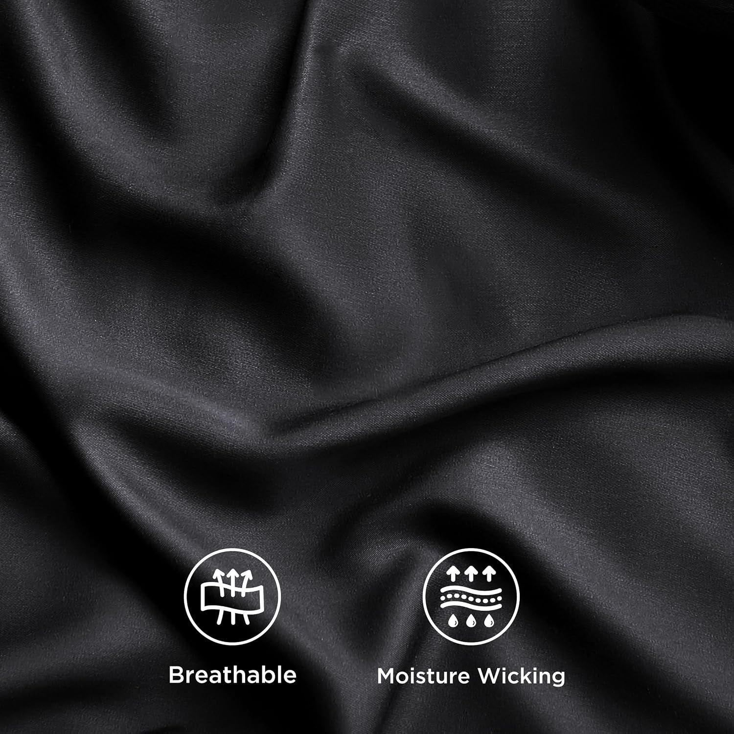 image:imageBedsure PureWoven 100 Rayon Derived from Bamboo Queen Sheets 4 Pieces Cooling Sheets for Hot Sleepers Breathable amp Silky Soft 16 Deep Pocket Hotel Luxury Bedding White09 Black