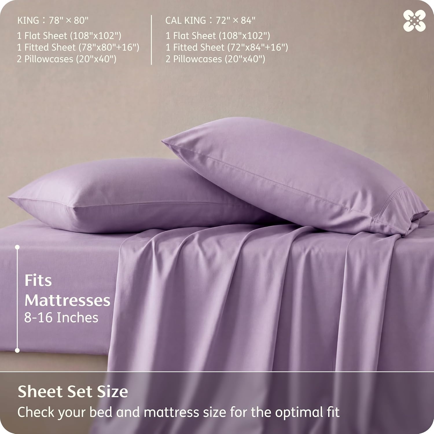 image:imageBedsure PureWoven 100 Rayon Derived from Bamboo Queen Sheets 4 Pieces Cooling Sheets for Hot Sleepers Breathable amp Silky Soft 16 Deep Pocket Hotel Luxury Bedding White13 Lilac