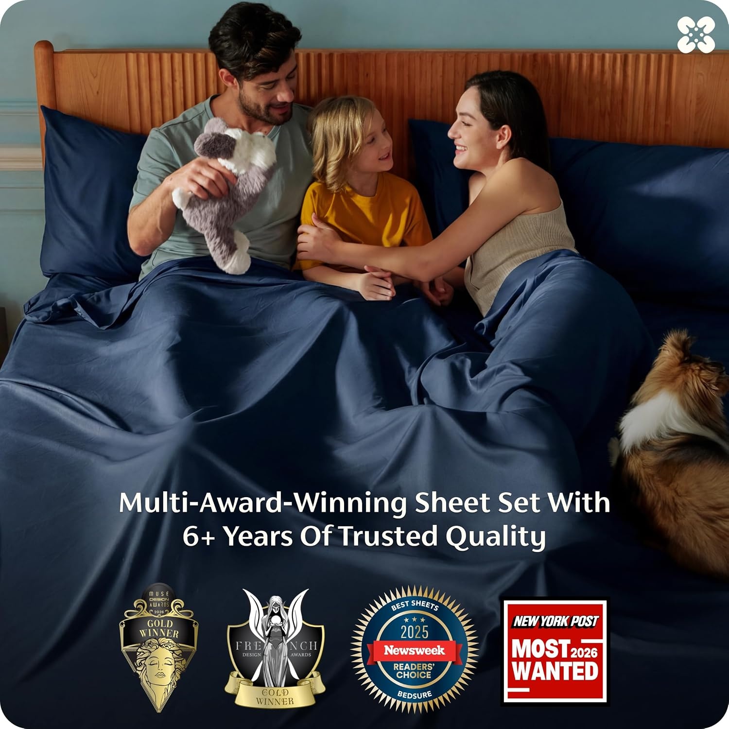 image:imageBedsure PureWoven 100 Rayon Derived from Bamboo Queen Sheets 4 Pieces Cooling Sheets for Hot Sleepers Breathable amp Silky Soft 16 Deep Pocket Hotel Luxury Bedding White07 Navy
