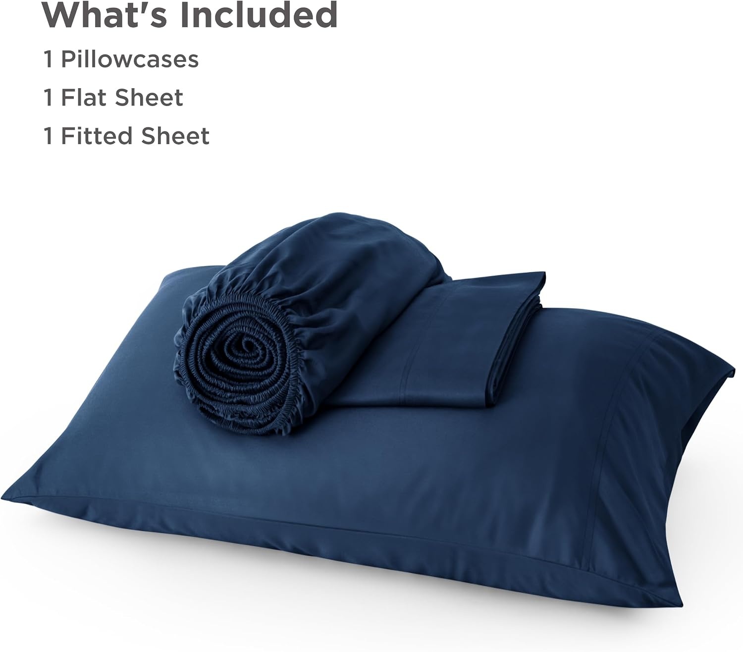 image:imageBedsure PureWoven 100 Rayon Derived from Bamboo Queen Sheets 4 Pieces Cooling Sheets for Hot Sleepers Breathable amp Silky Soft 16 Deep Pocket Hotel Luxury Bedding White07 Navy