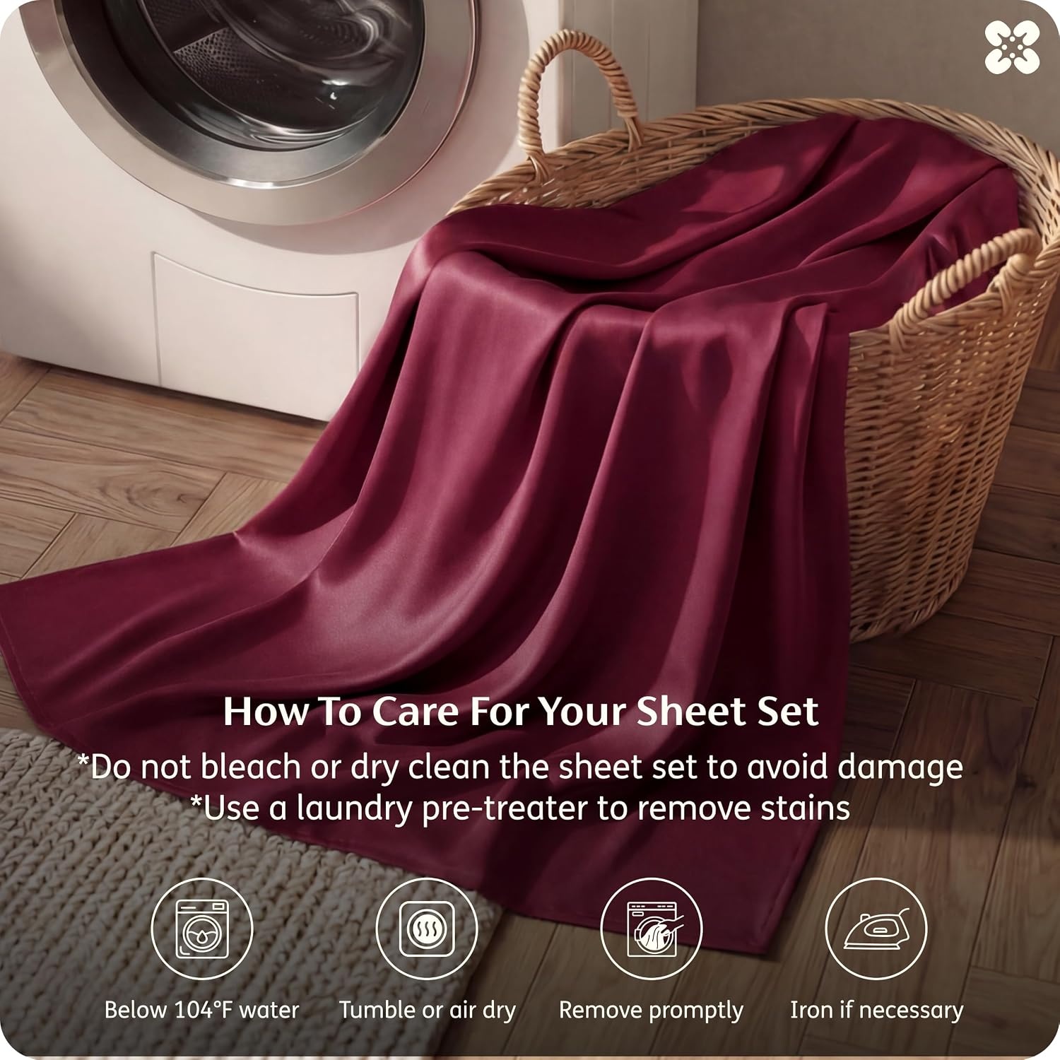 image:imageBedsure PureWoven 100 Rayon Derived from Bamboo Queen Sheets 4 Pieces Cooling Sheets for Hot Sleepers Breathable amp Silky Soft 16 Deep Pocket Hotel Luxury Bedding White15 Burgundy