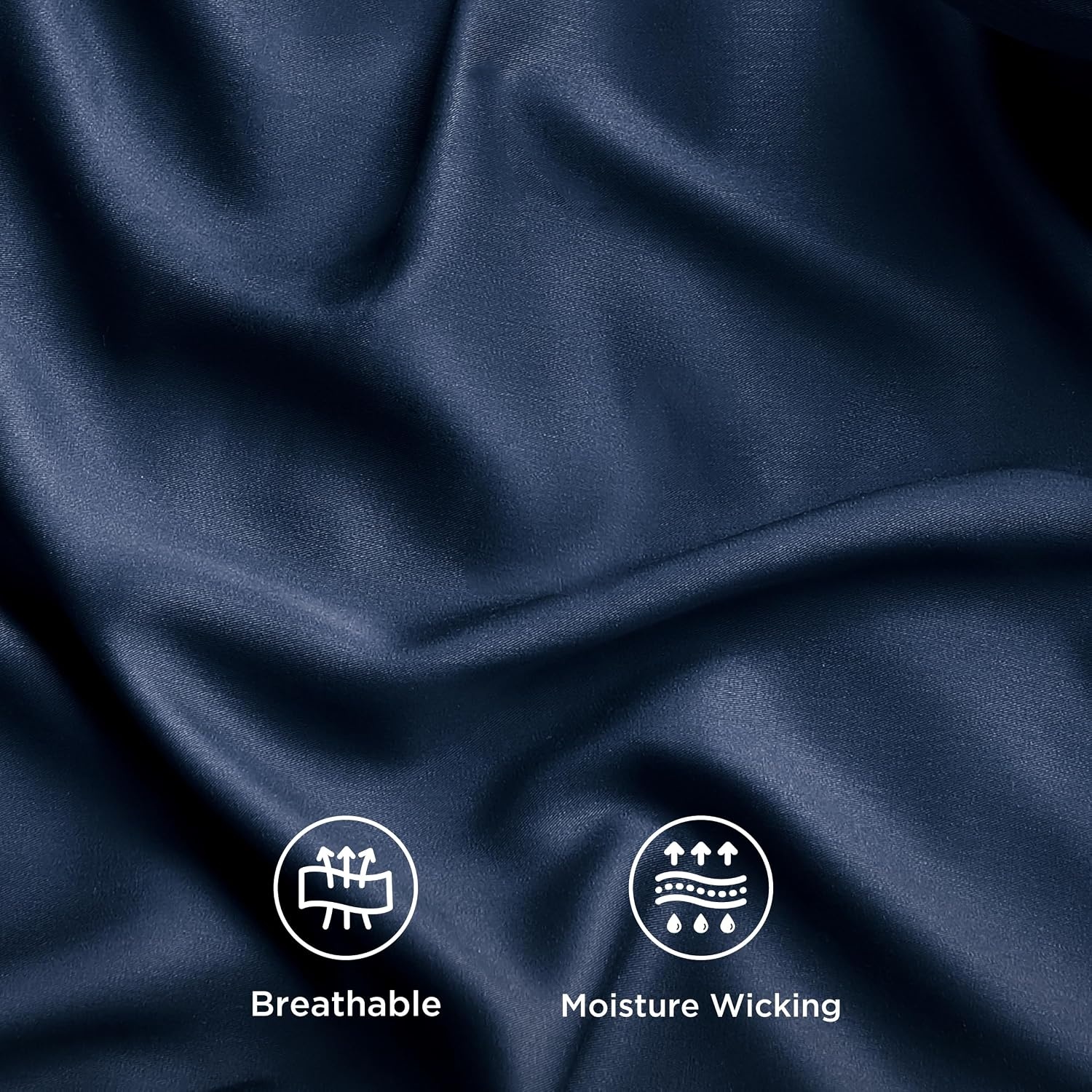 image:imageBedsure PureWoven 100 Rayon Derived from Bamboo Queen Sheets 4 Pieces Cooling Sheets for Hot Sleepers Breathable amp Silky Soft 16 Deep Pocket Hotel Luxury Bedding White07 Navy