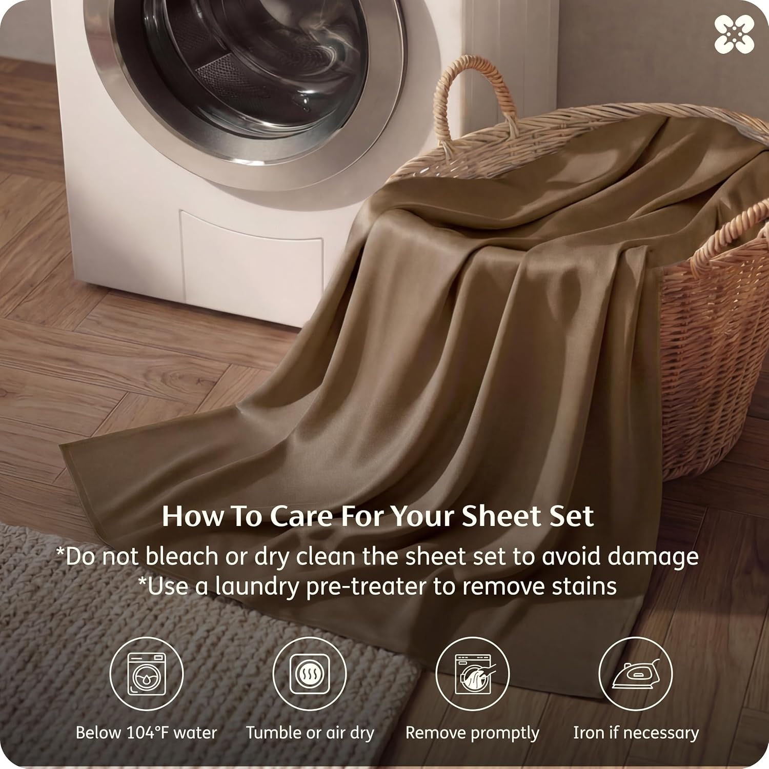 image:imageBedsure PureWoven 100 Rayon Derived from Bamboo Queen Sheets 4 Pieces Cooling Sheets for Hot Sleepers Breathable amp Silky Soft 16 Deep Pocket Hotel Luxury Bedding White28 Coffee