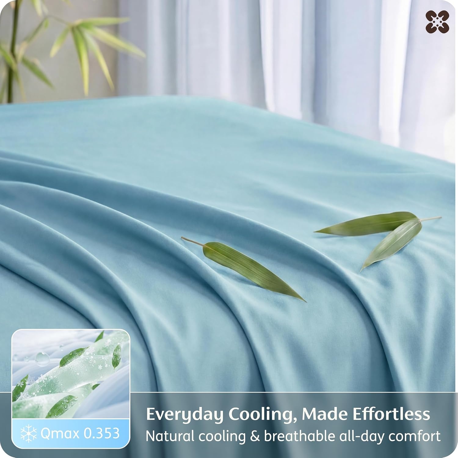 image:imageBedsure PureWoven 100 Rayon Derived from Bamboo Queen Sheets 4 Pieces Cooling Sheets for Hot Sleepers Breathable amp Silky Soft 16 Deep Pocket Hotel Luxury Bedding White08 Aqua