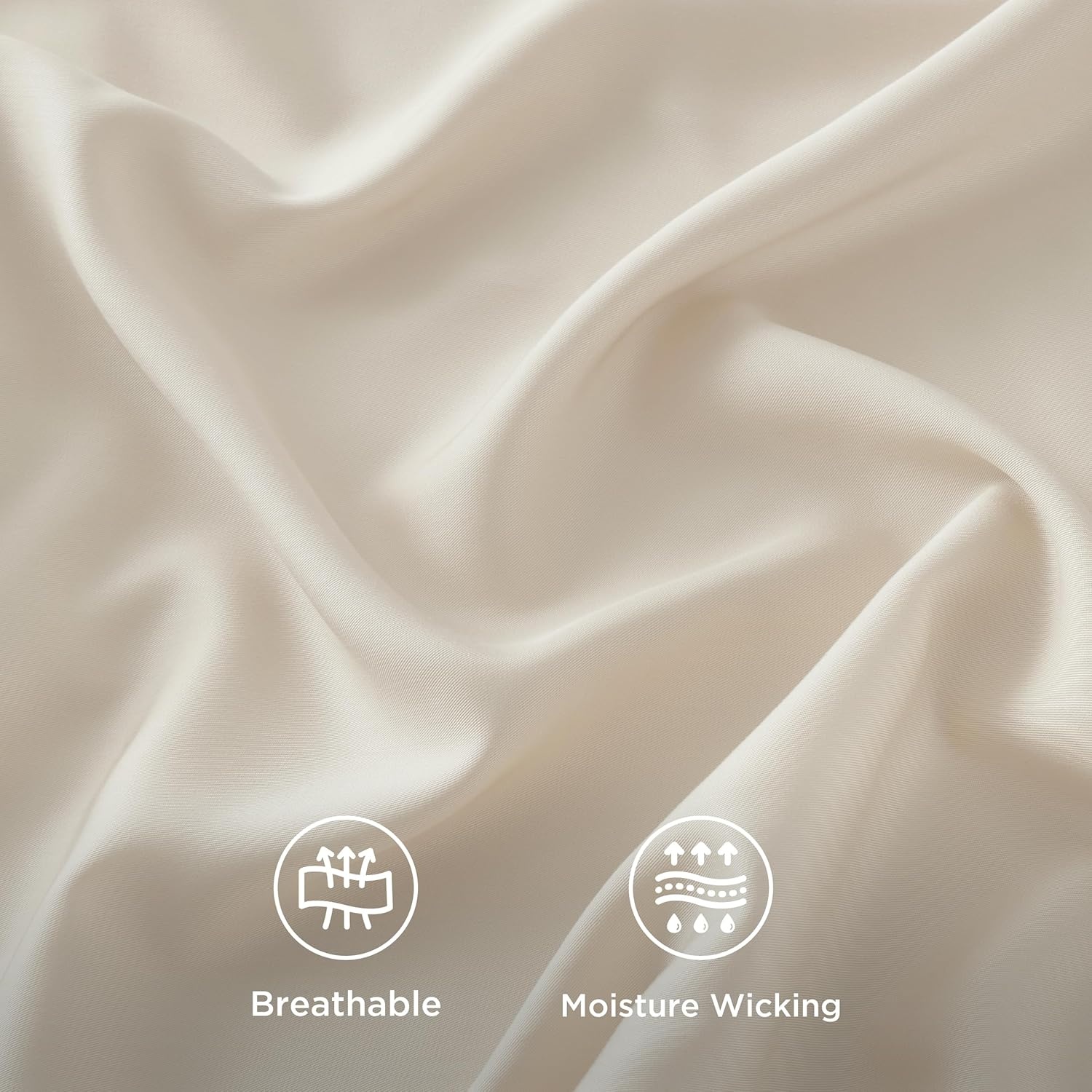 image:imageBedsure PureWoven 100 Rayon Derived from Bamboo Queen Sheets 4 Pieces Cooling Sheets for Hot Sleepers Breathable amp Silky Soft 16 Deep Pocket Hotel Luxury Bedding White12 Light Beige