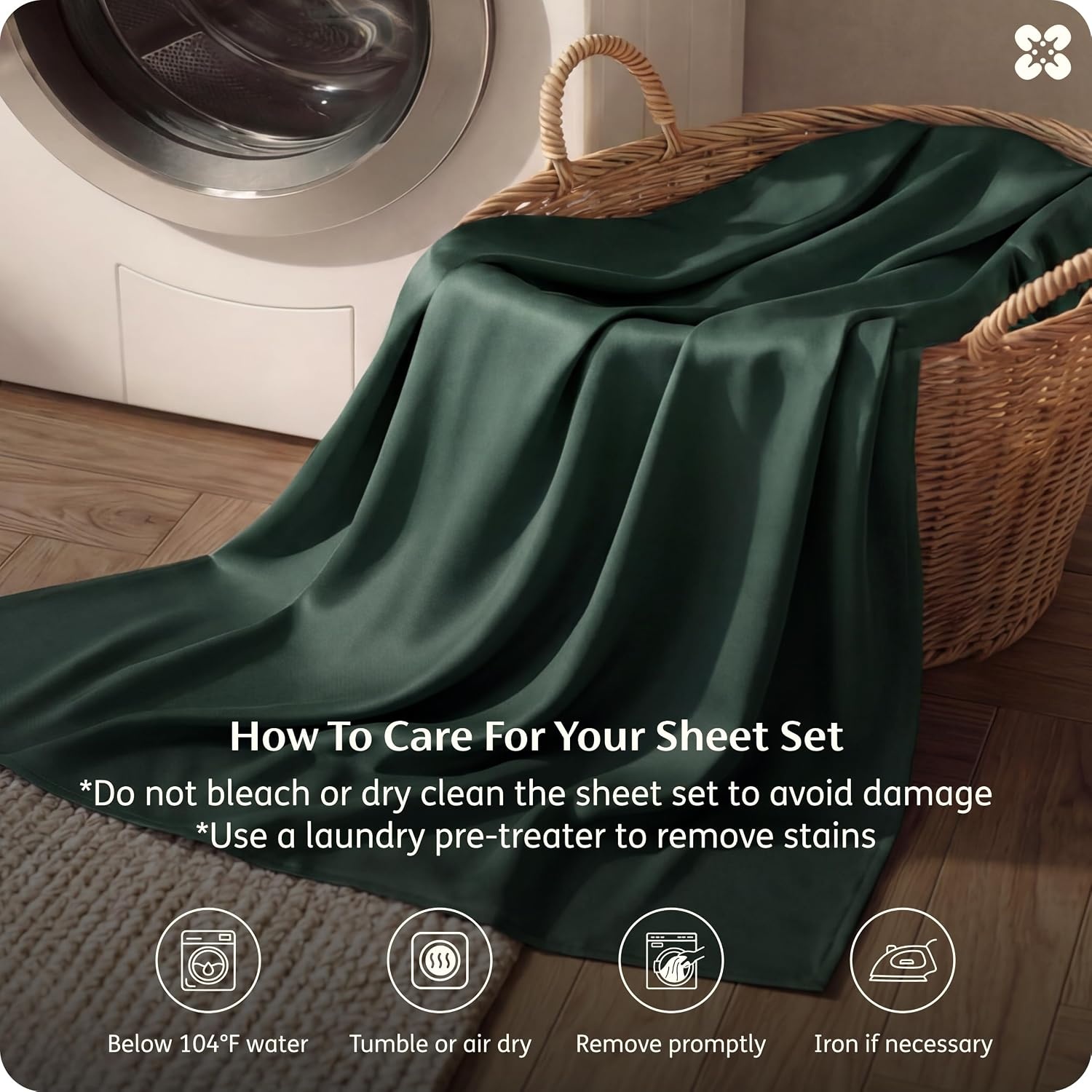 image:imageBedsure PureWoven 100 Rayon Derived from Bamboo Queen Sheets 4 Pieces Cooling Sheets for Hot Sleepers Breathable amp Silky Soft 16 Deep Pocket Hotel Luxury Bedding White26 Forest Green