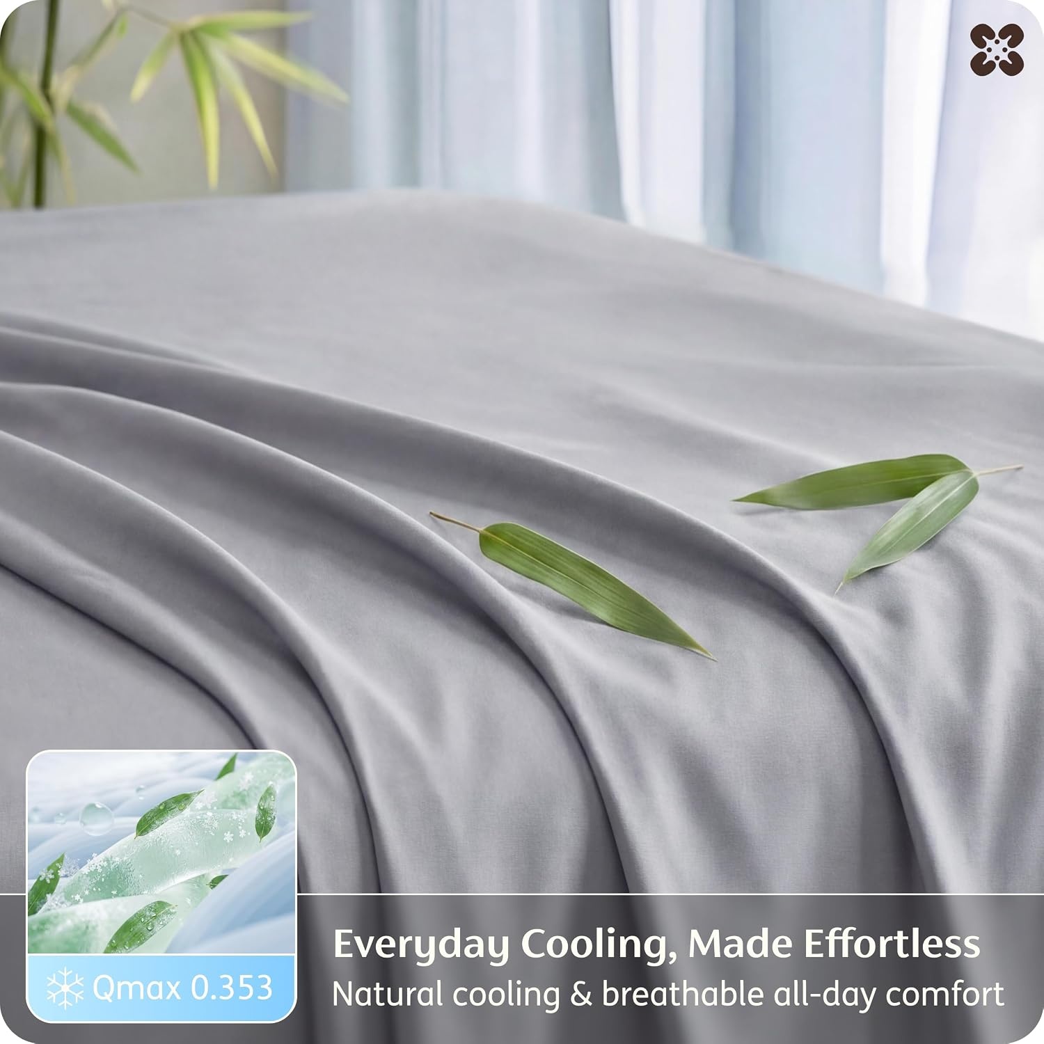 image:imageBedsure PureWoven 100 Rayon Derived from Bamboo Queen Sheets 4 Pieces Cooling Sheets for Hot Sleepers Breathable amp Silky Soft 16 Deep Pocket Hotel Luxury Bedding White04 Silver Grey