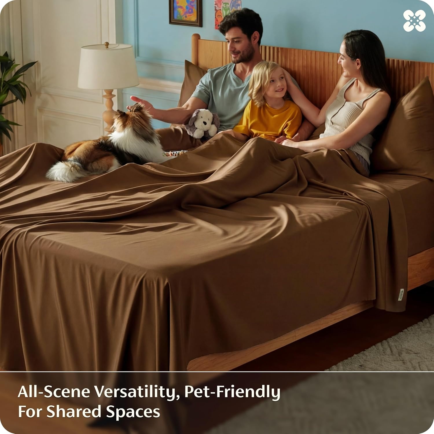 image:imageBedsure PureWoven 100 Rayon Derived from Bamboo Queen Sheets 4 Pieces Cooling Sheets for Hot Sleepers Breathable amp Silky Soft 16 Deep Pocket Hotel Luxury Bedding White20 Brown