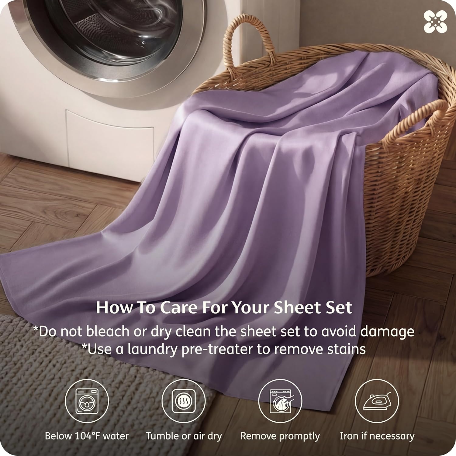 image:imageBedsure PureWoven 100 Rayon Derived from Bamboo Queen Sheets 4 Pieces Cooling Sheets for Hot Sleepers Breathable amp Silky Soft 16 Deep Pocket Hotel Luxury Bedding White13 Lilac