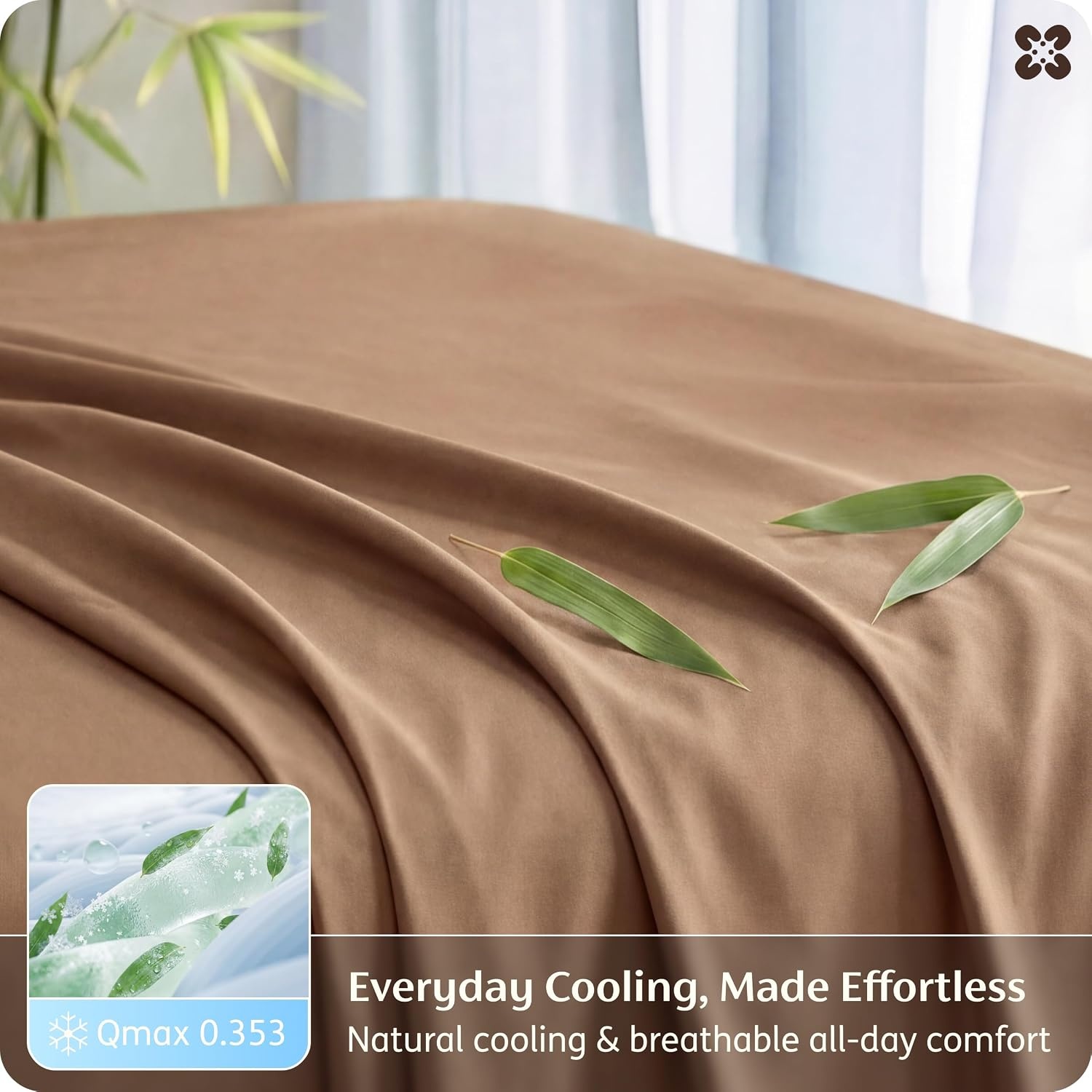 image:imageBedsure PureWoven 100 Rayon Derived from Bamboo Queen Sheets 4 Pieces Cooling Sheets for Hot Sleepers Breathable amp Silky Soft 16 Deep Pocket Hotel Luxury Bedding White24 Khaki