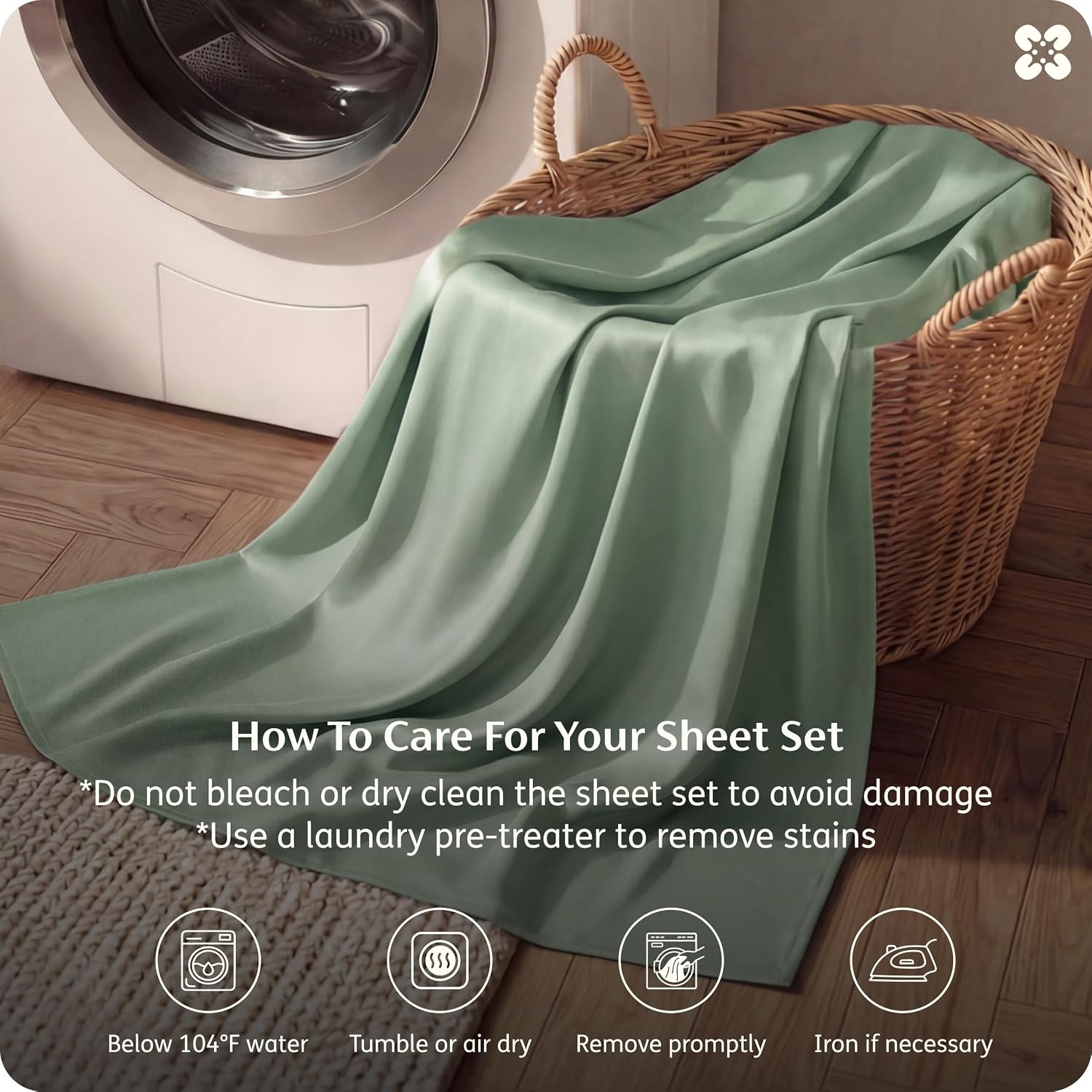 image:imageBedsure PureWoven 100 Rayon Derived from Bamboo Queen Sheets 4 Pieces Cooling Sheets for Hot Sleepers Breathable amp Silky Soft 16 Deep Pocket Hotel Luxury Bedding White10 Sage Green