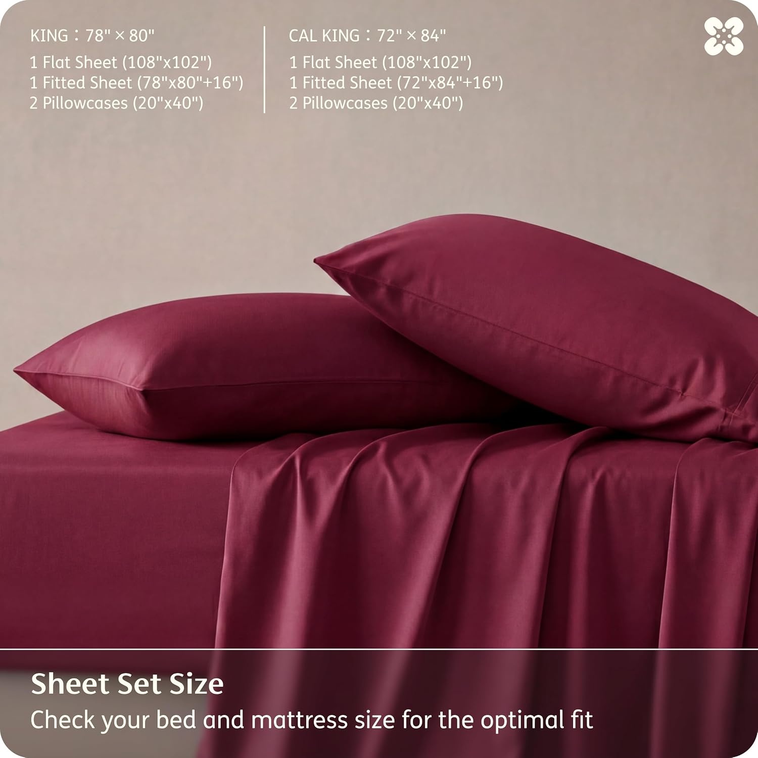 image:imageBedsure PureWoven 100 Rayon Derived from Bamboo Queen Sheets 4 Pieces Cooling Sheets for Hot Sleepers Breathable amp Silky Soft 16 Deep Pocket Hotel Luxury Bedding White15 Burgundy