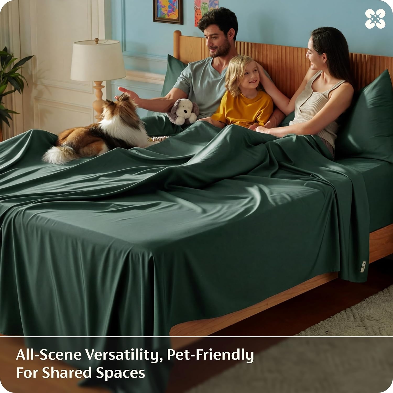 image:imageBedsure PureWoven 100 Rayon Derived from Bamboo Queen Sheets 4 Pieces Cooling Sheets for Hot Sleepers Breathable amp Silky Soft 16 Deep Pocket Hotel Luxury Bedding White26 Forest Green