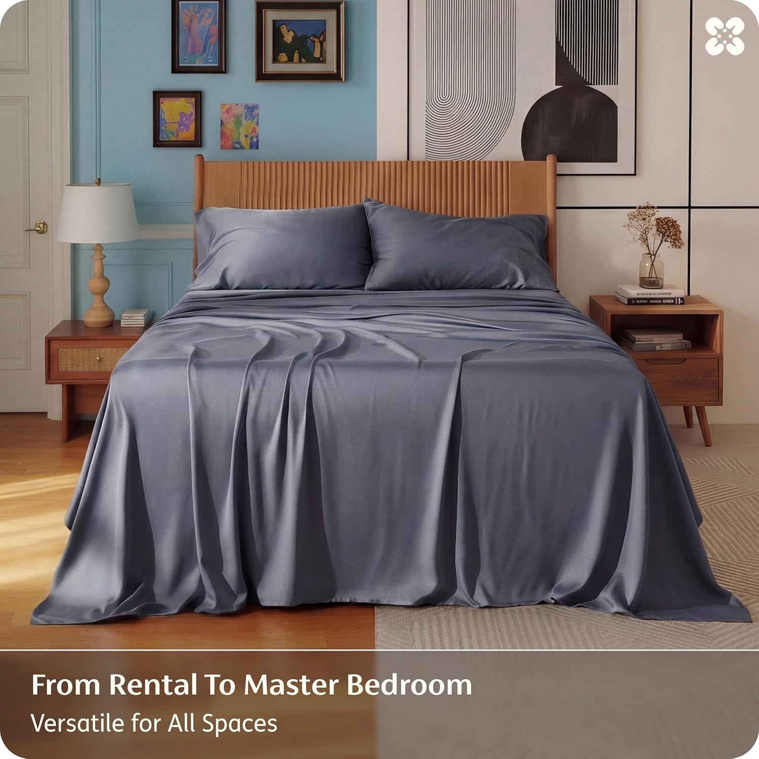 image:imageBedsure PureWoven 100 Rayon Derived from Bamboo Queen Sheets 4 Pieces Cooling Sheets for Hot Sleepers Breathable amp Silky Soft 16 Deep Pocket Hotel Luxury Bedding White01 Dark Grey