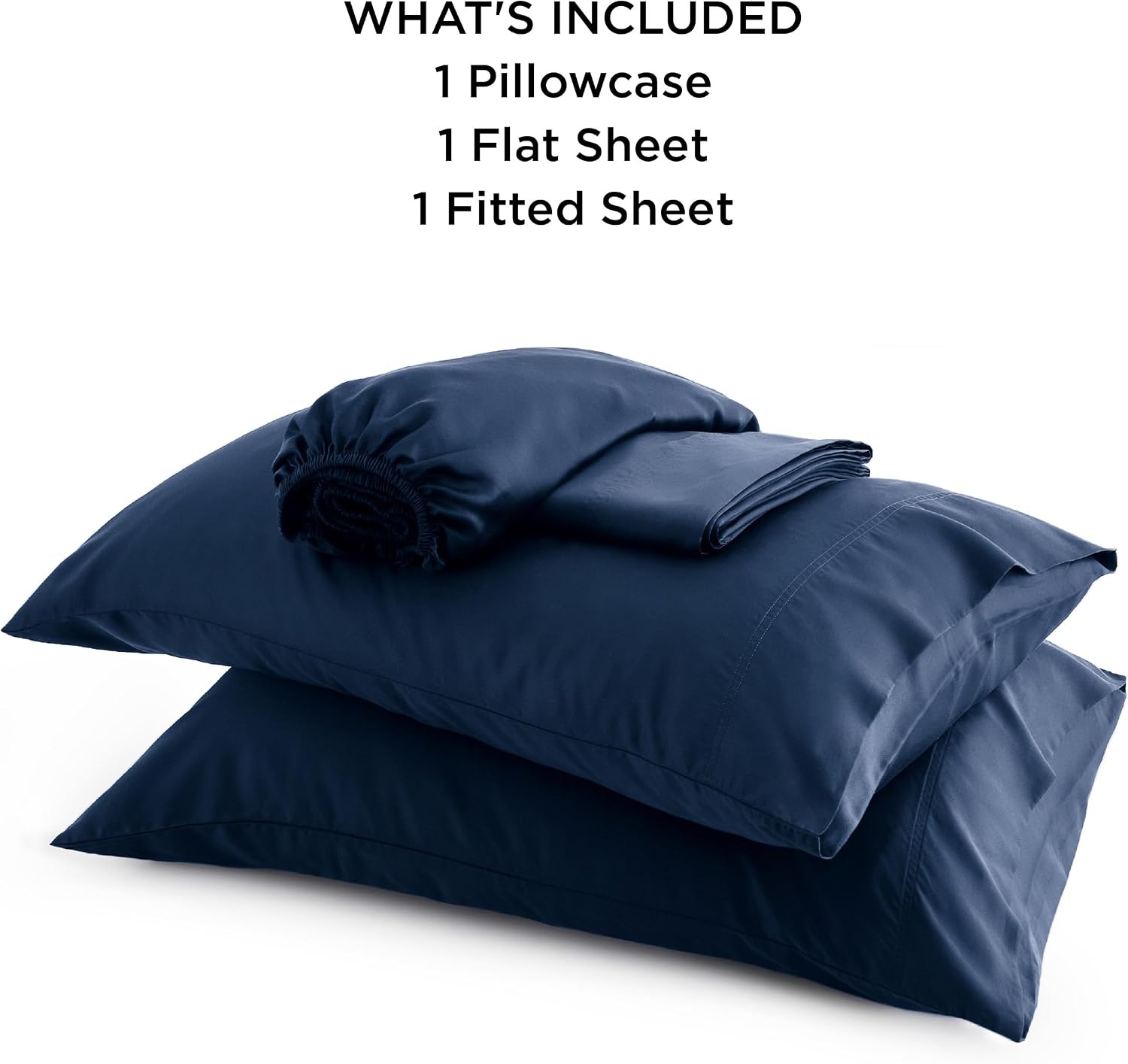 image:imageBedsure PureWoven 100 Rayon Derived from Bamboo Queen Sheets 4 Pieces Cooling Sheets for Hot Sleepers Breathable amp Silky Soft 16 Deep Pocket Hotel Luxury Bedding White07 Navy