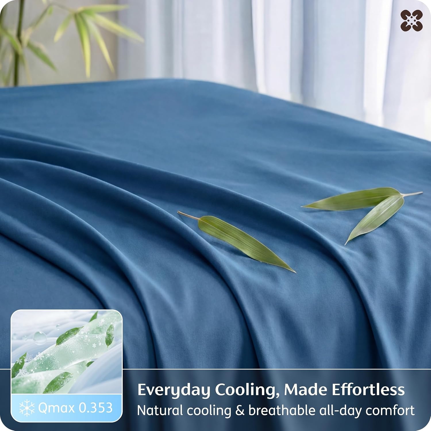 image:imageBedsure PureWoven 100 Rayon Derived from Bamboo Queen Sheets 4 Pieces Cooling Sheets for Hot Sleepers Breathable amp Silky Soft 16 Deep Pocket Hotel Luxury Bedding White06 Teal