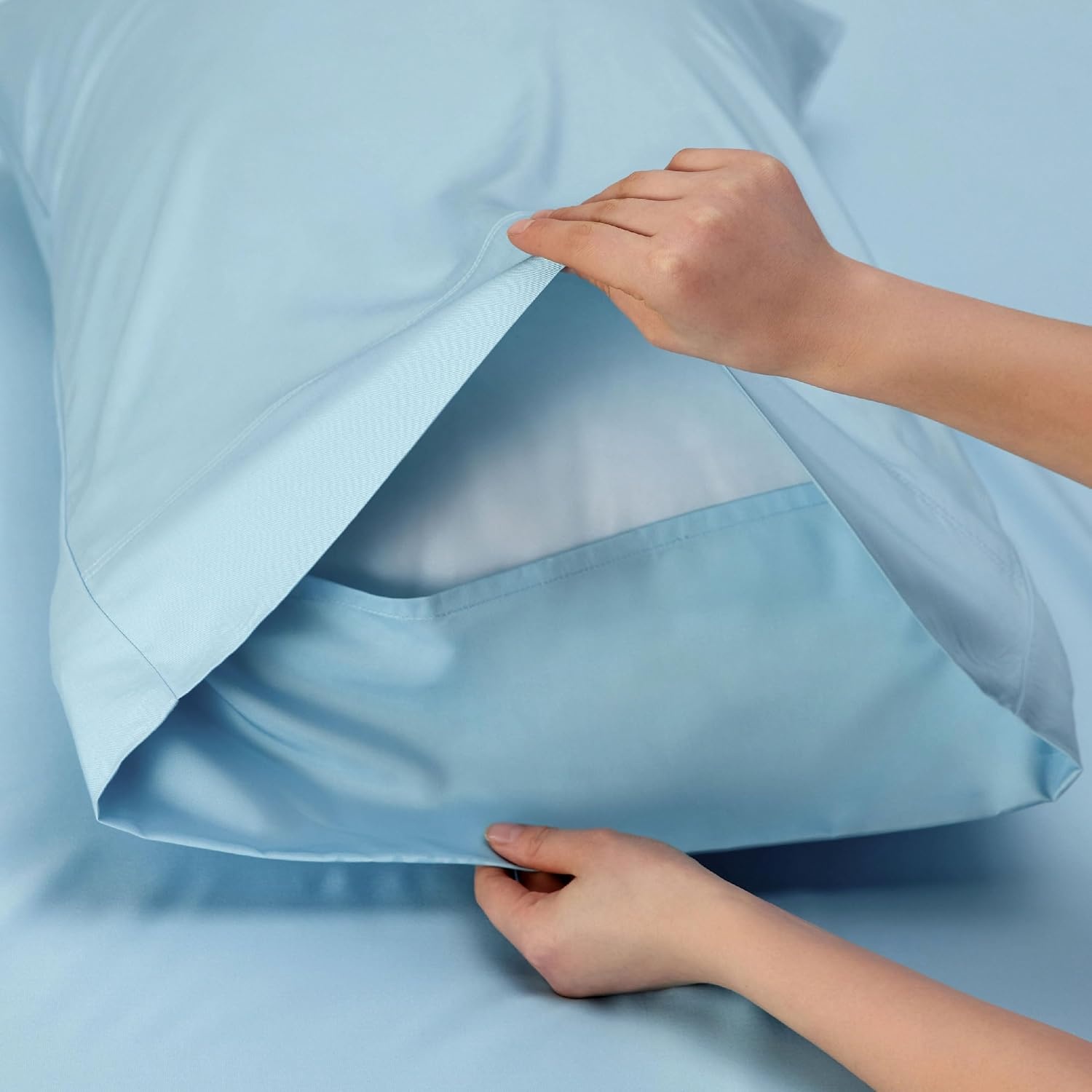 image:imageBedsure PureWoven 100 Rayon Derived from Bamboo Queen Sheets 4 Pieces Cooling Sheets for Hot Sleepers Breathable amp Silky Soft 16 Deep Pocket Hotel Luxury Bedding White08 Aqua
