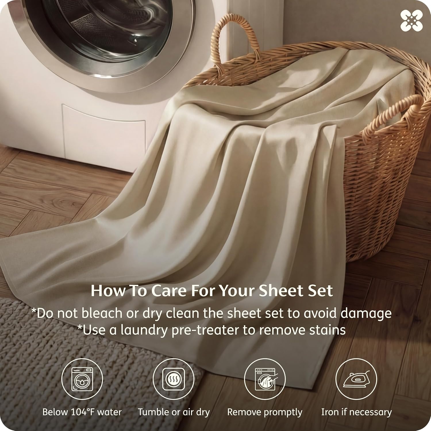image:imageBedsure PureWoven 100 Rayon Derived from Bamboo Queen Sheets 4 Pieces Cooling Sheets for Hot Sleepers Breathable amp Silky Soft 16 Deep Pocket Hotel Luxury Bedding White03 Beige