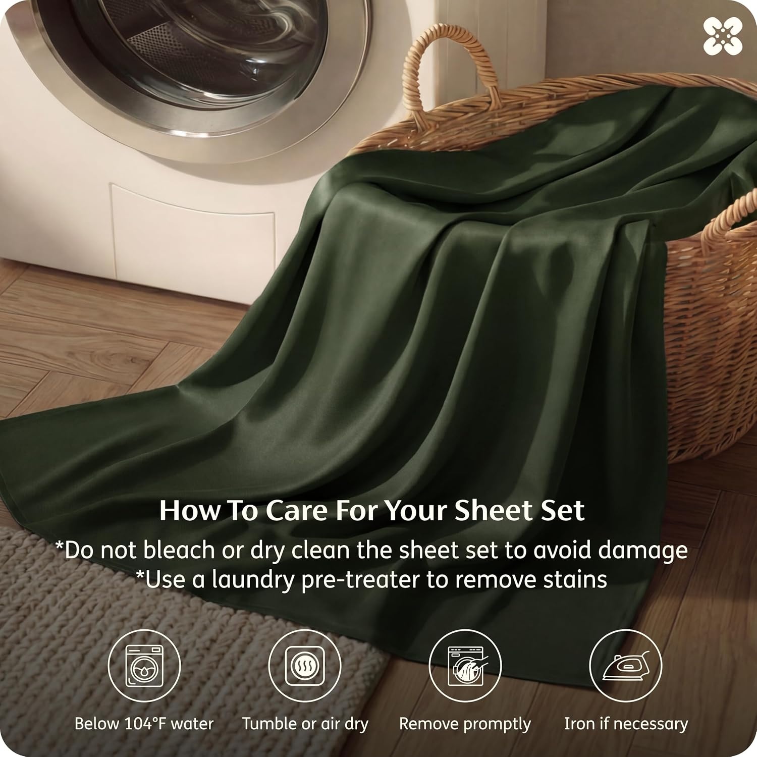 image:imageBedsure PureWoven 100 Rayon Derived from Bamboo Queen Sheets 4 Pieces Cooling Sheets for Hot Sleepers Breathable amp Silky Soft 16 Deep Pocket Hotel Luxury Bedding White22 Olive Green