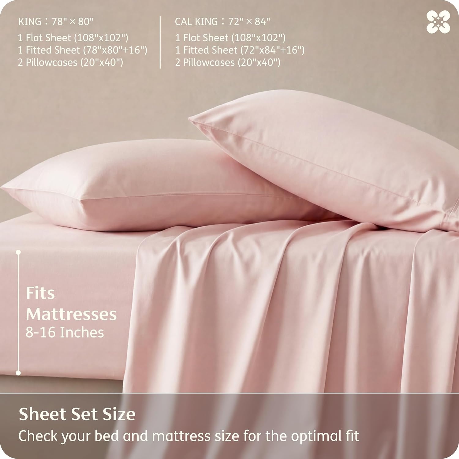 image:imageBedsure PureWoven 100 Rayon Derived from Bamboo Queen Sheets 4 Pieces Cooling Sheets for Hot Sleepers Breathable amp Silky Soft 16 Deep Pocket Hotel Luxury Bedding White11 Pink