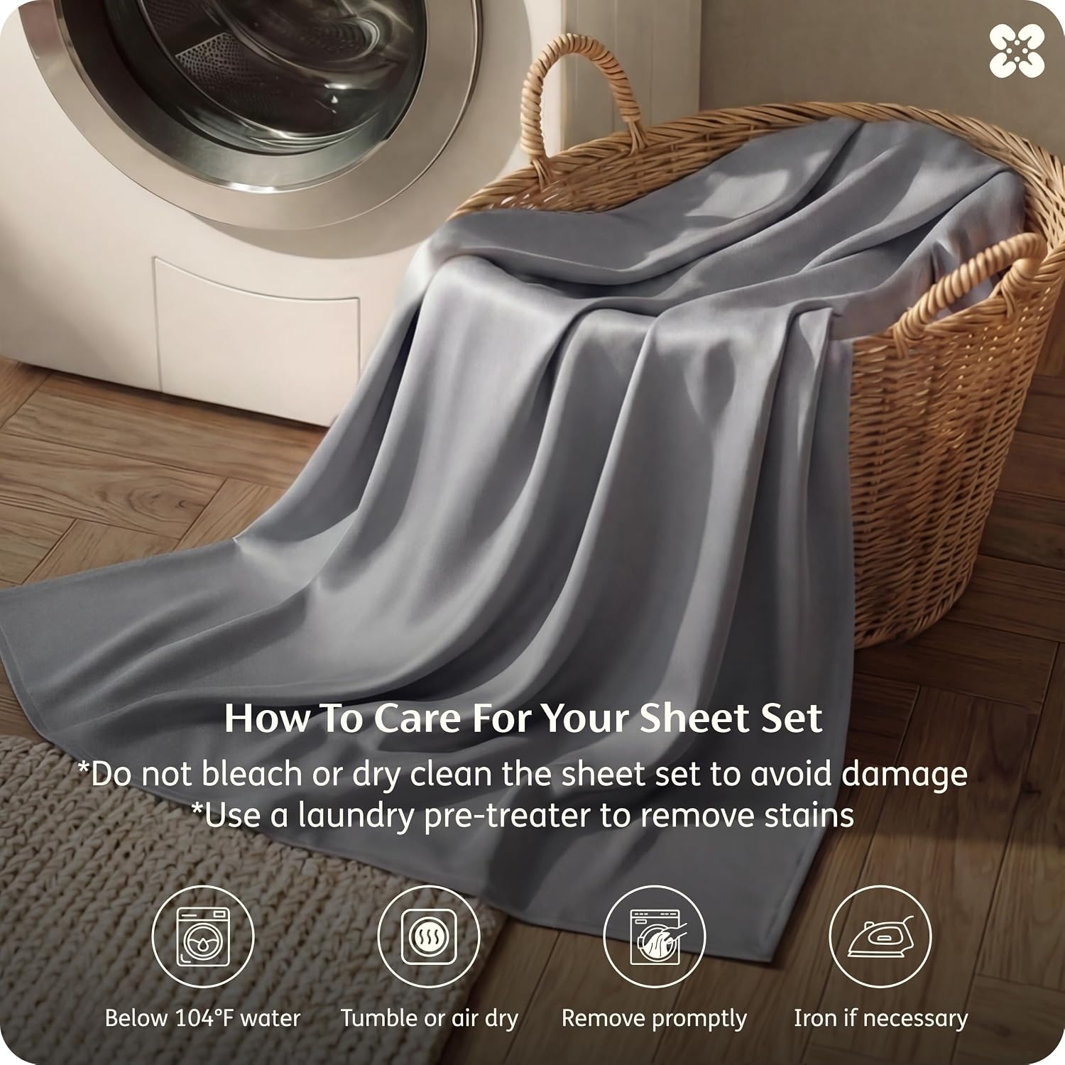 image:imageBedsure PureWoven 100 Rayon Derived from Bamboo Queen Sheets 4 Pieces Cooling Sheets for Hot Sleepers Breathable amp Silky Soft 16 Deep Pocket Hotel Luxury Bedding White04 Silver Grey