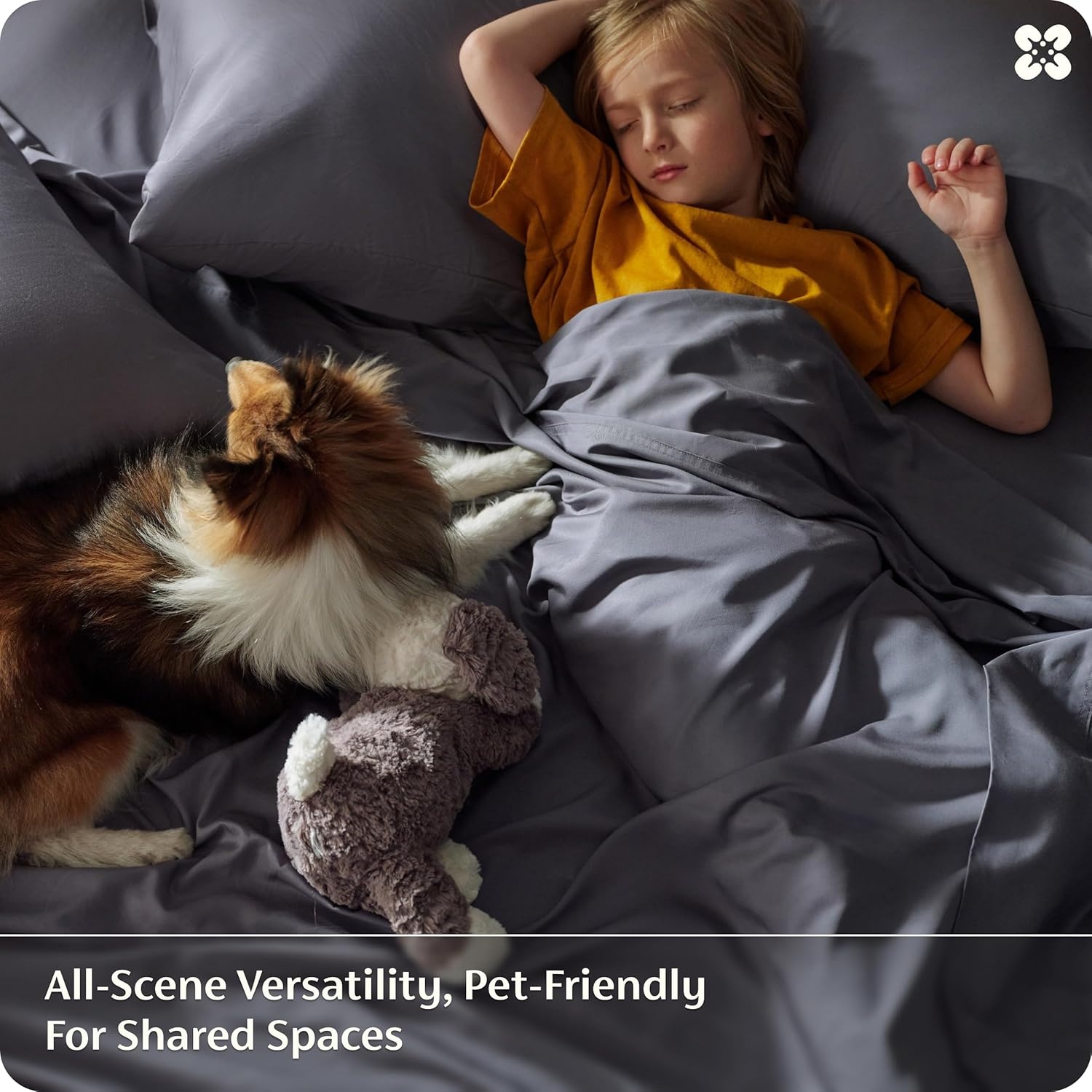 image:imageBedsure PureWoven 100 Rayon Derived from Bamboo Queen Sheets 4 Pieces Cooling Sheets for Hot Sleepers Breathable amp Silky Soft 16 Deep Pocket Hotel Luxury Bedding White01 Dark Grey