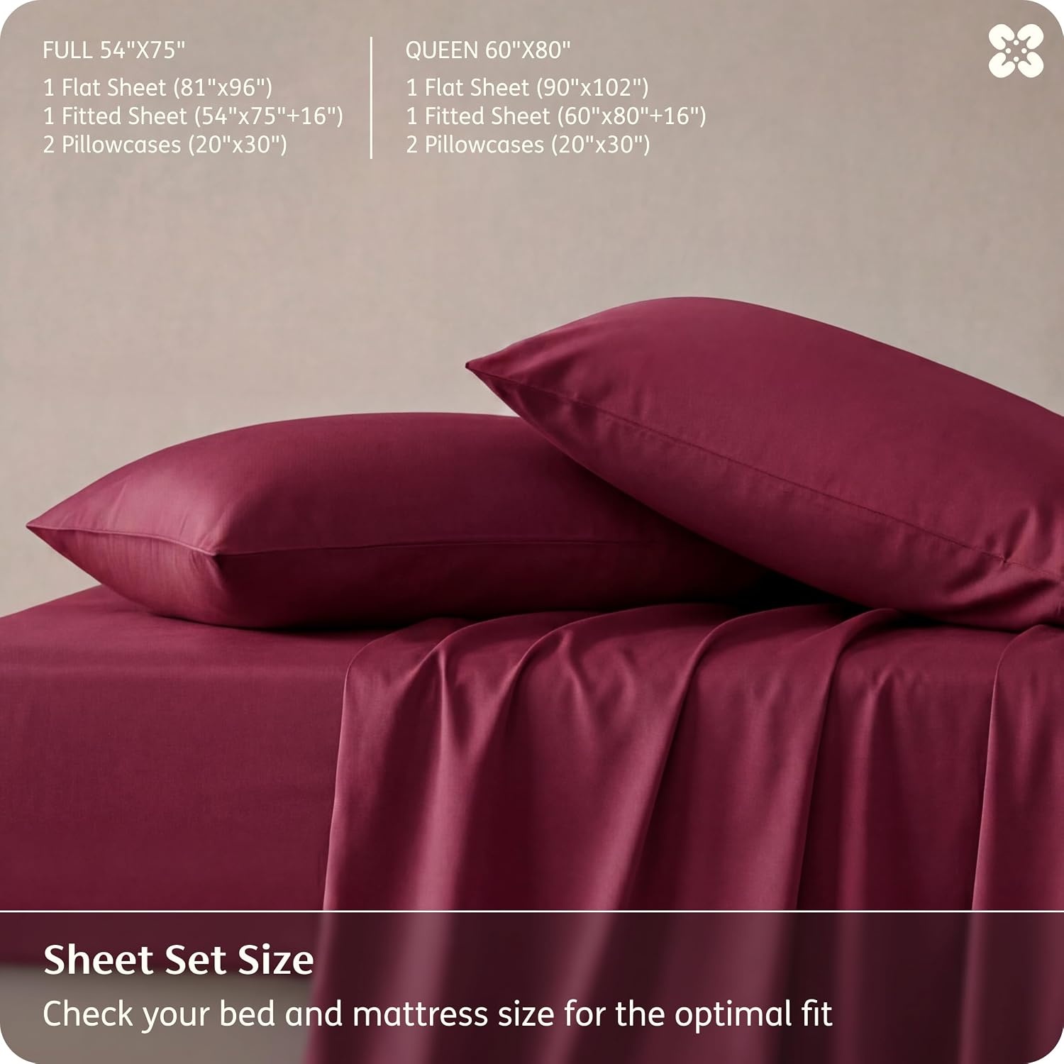 image:imageBedsure PureWoven 100 Rayon Derived from Bamboo Queen Sheets 4 Pieces Cooling Sheets for Hot Sleepers Breathable amp Silky Soft 16 Deep Pocket Hotel Luxury Bedding White15 Burgundy