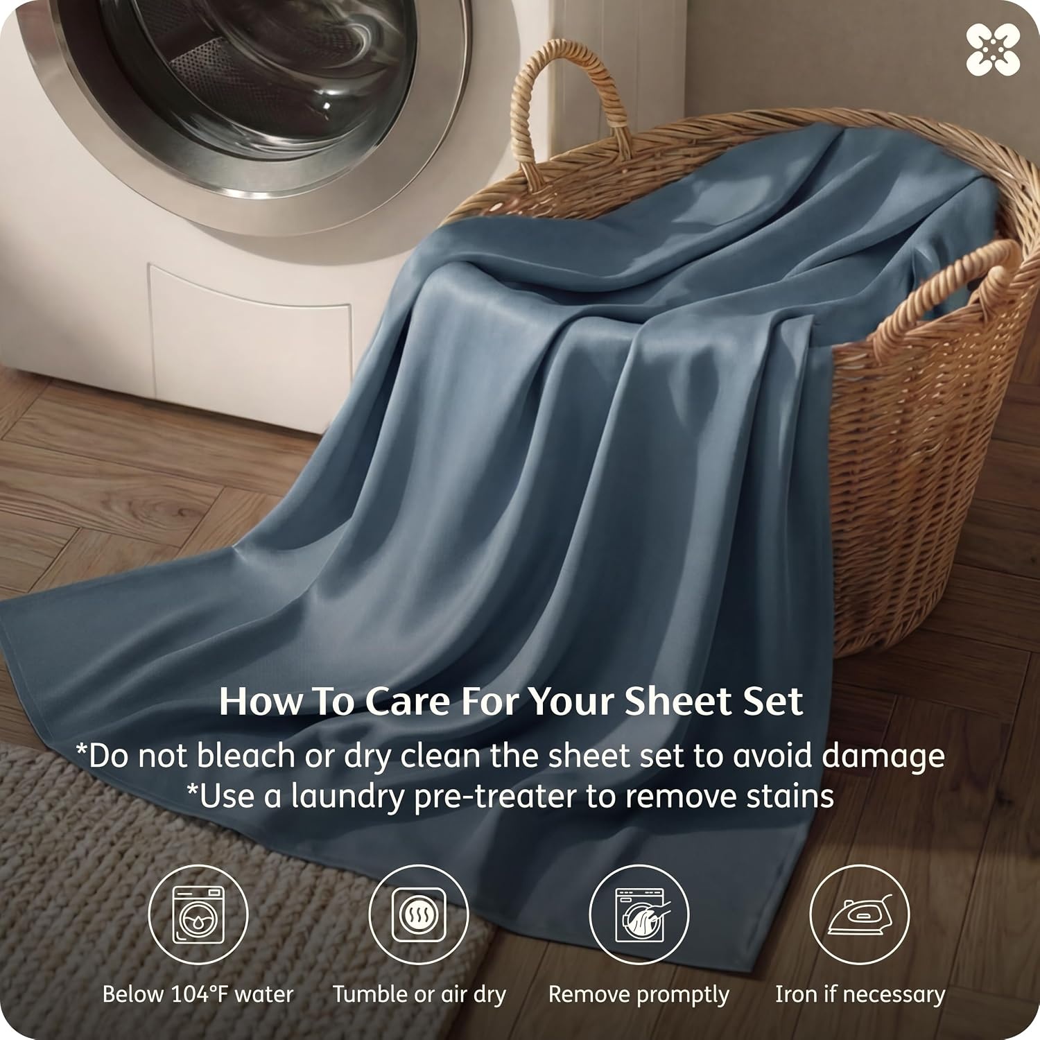 image:imageBedsure PureWoven 100 Rayon Derived from Bamboo Queen Sheets 4 Pieces Cooling Sheets for Hot Sleepers Breathable amp Silky Soft 16 Deep Pocket Hotel Luxury Bedding White05 Dusty Blue