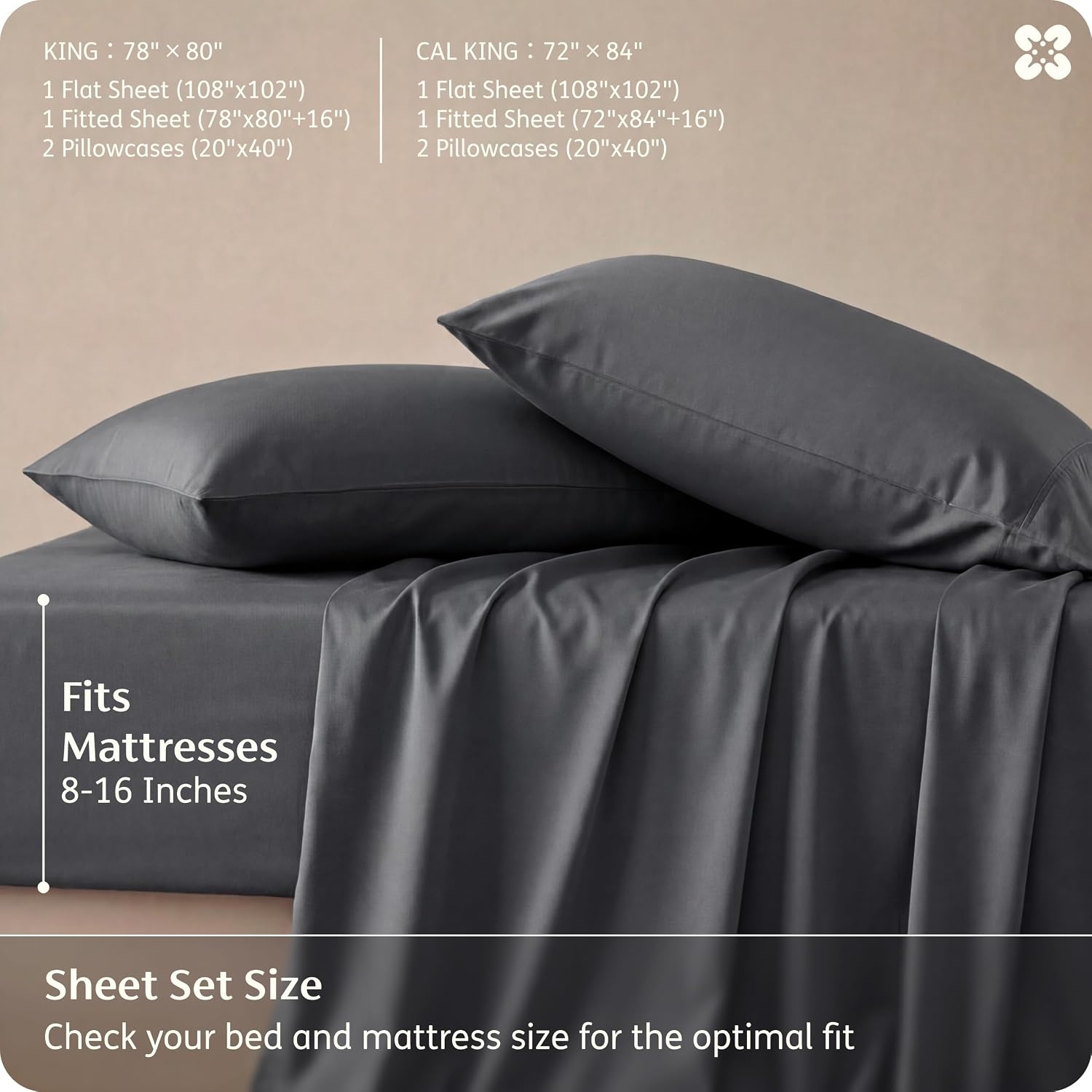 image:imageBedsure PureWoven 100 Rayon Derived from Bamboo Queen Sheets 4 Pieces Cooling Sheets for Hot Sleepers Breathable amp Silky Soft 16 Deep Pocket Hotel Luxury Bedding White27 Charcoal