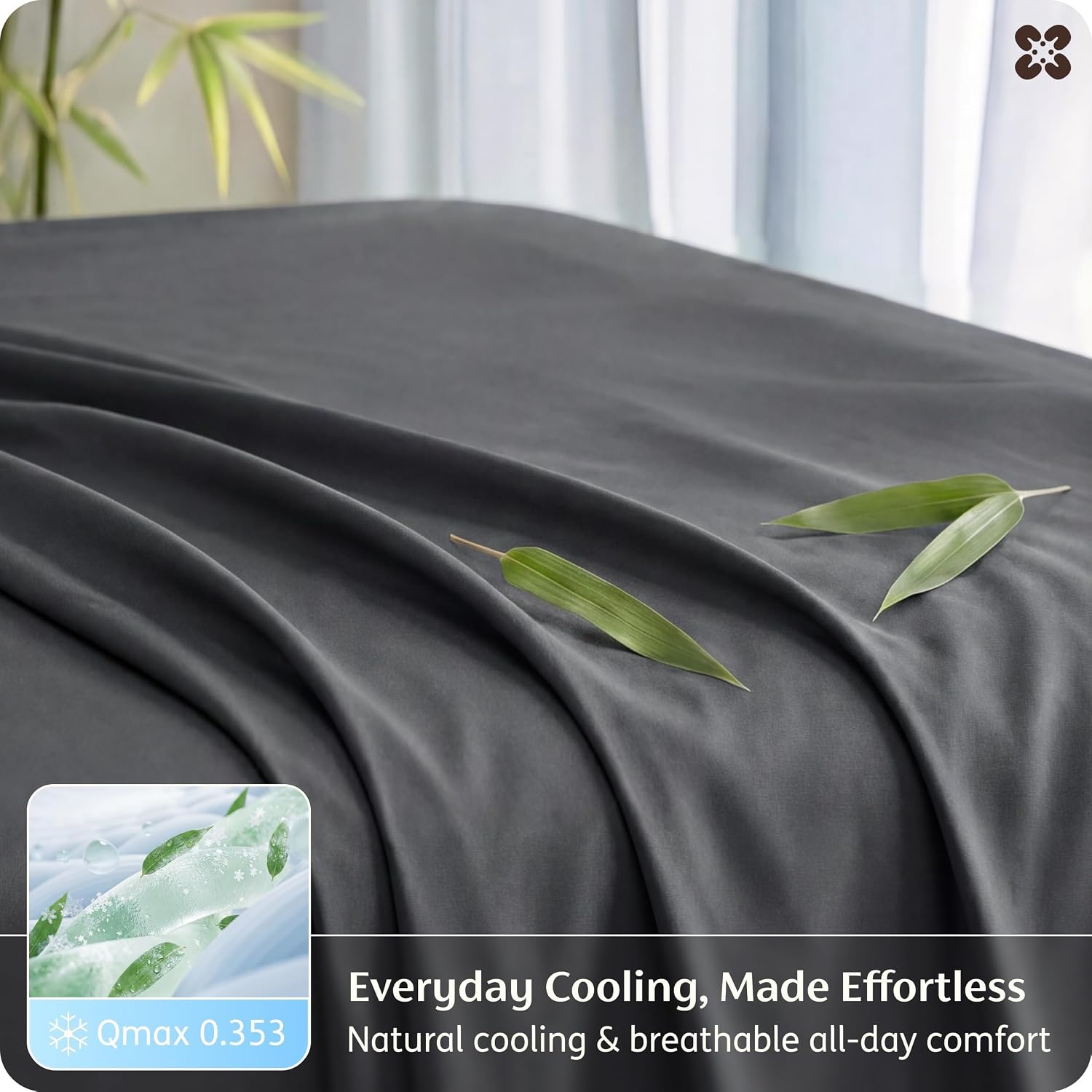 image:imageBedsure PureWoven 100 Rayon Derived from Bamboo Queen Sheets 4 Pieces Cooling Sheets for Hot Sleepers Breathable amp Silky Soft 16 Deep Pocket Hotel Luxury Bedding White27 Charcoal