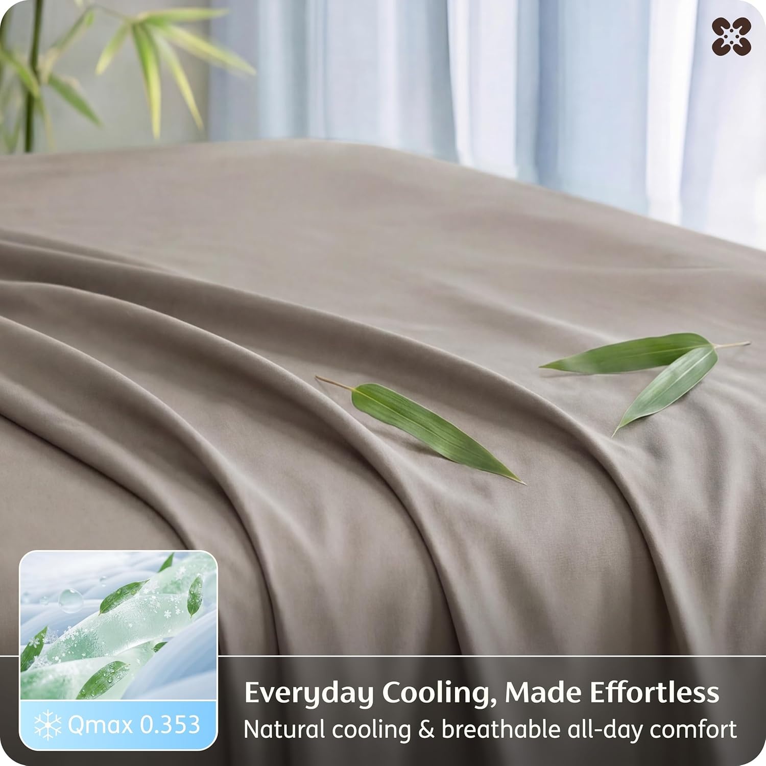 image:imageBedsure PureWoven 100 Rayon Derived from Bamboo Queen Sheets 4 Pieces Cooling Sheets for Hot Sleepers Breathable amp Silky Soft 16 Deep Pocket Hotel Luxury Bedding White17 Simply Taupe