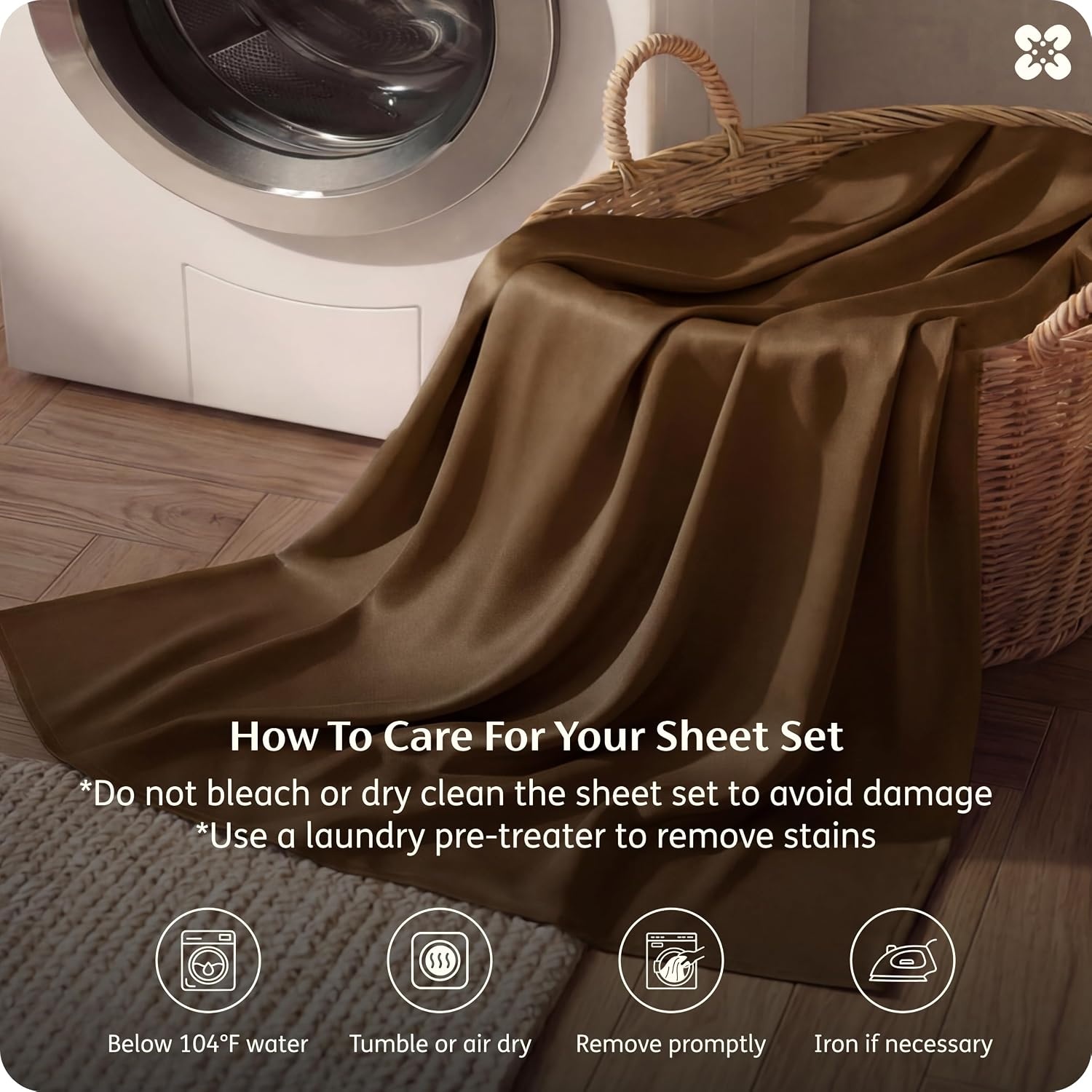 image:imageBedsure PureWoven 100 Rayon Derived from Bamboo Queen Sheets 4 Pieces Cooling Sheets for Hot Sleepers Breathable amp Silky Soft 16 Deep Pocket Hotel Luxury Bedding White20 Brown