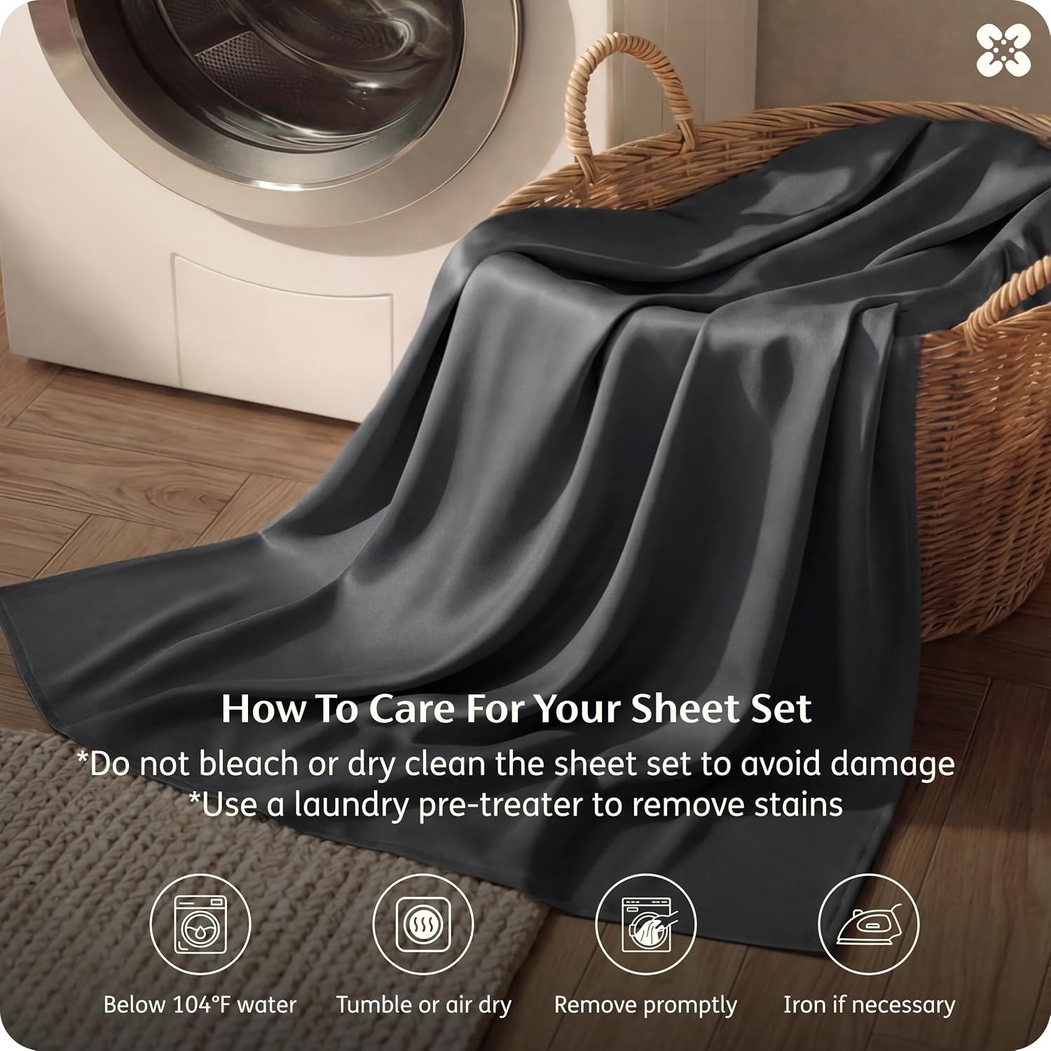 image:imageBedsure PureWoven 100 Rayon Derived from Bamboo Queen Sheets 4 Pieces Cooling Sheets for Hot Sleepers Breathable amp Silky Soft 16 Deep Pocket Hotel Luxury Bedding White27 Charcoal