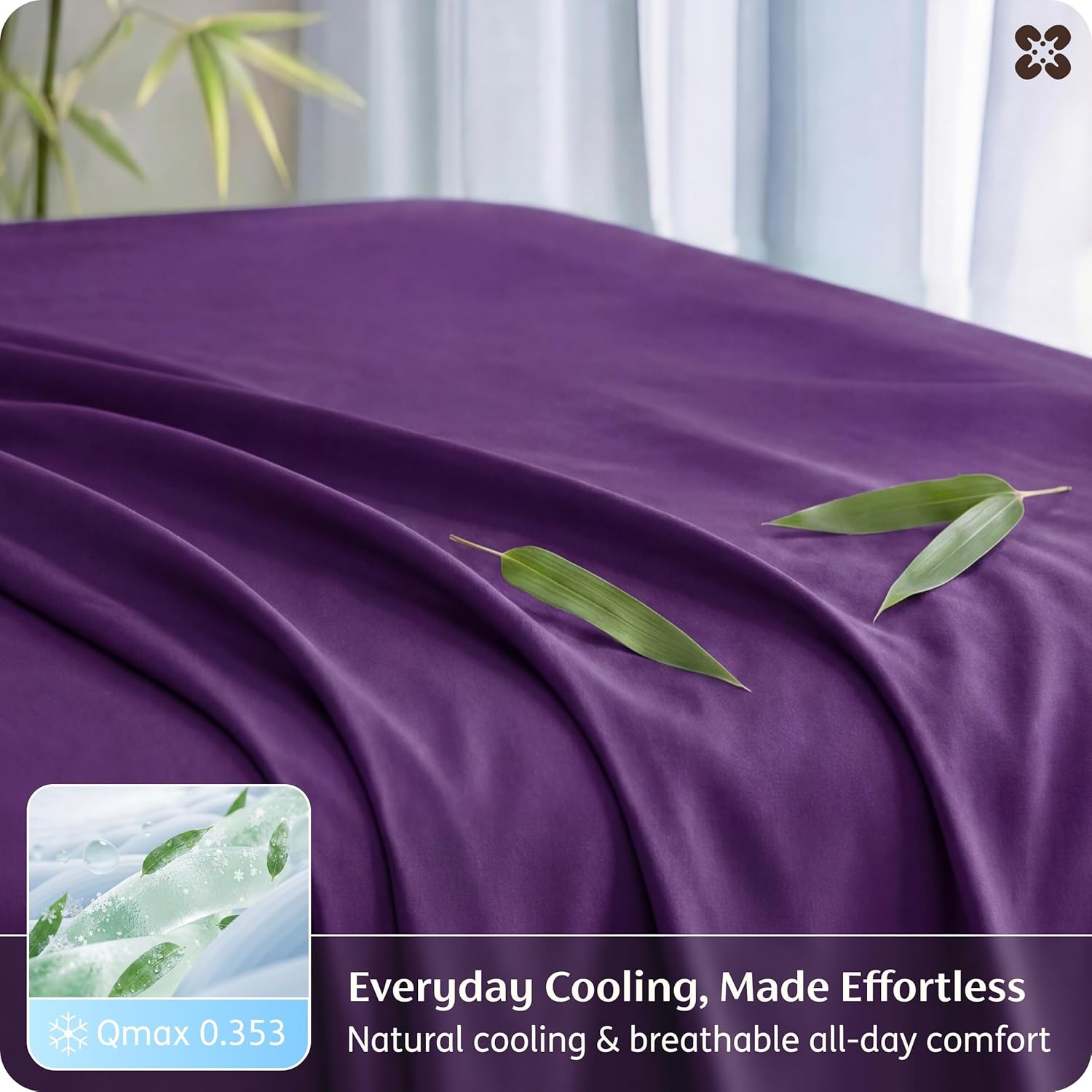 image:imageBedsure PureWoven 100 Rayon Derived from Bamboo Queen Sheets 4 Pieces Cooling Sheets for Hot Sleepers Breathable amp Silky Soft 16 Deep Pocket Hotel Luxury Bedding White14 Plum