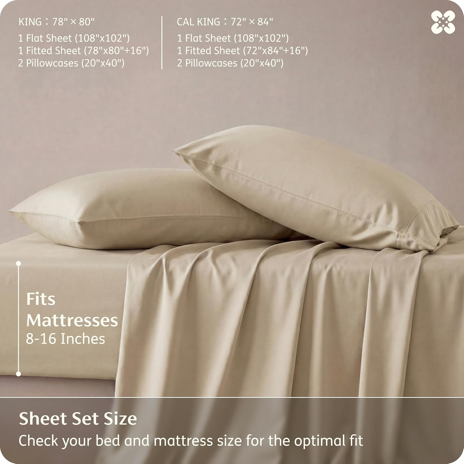 image:imageBedsure PureWoven 100 Rayon Derived from Bamboo Queen Sheets 4 Pieces Cooling Sheets for Hot Sleepers Breathable amp Silky Soft 16 Deep Pocket Hotel Luxury Bedding White03 Beige