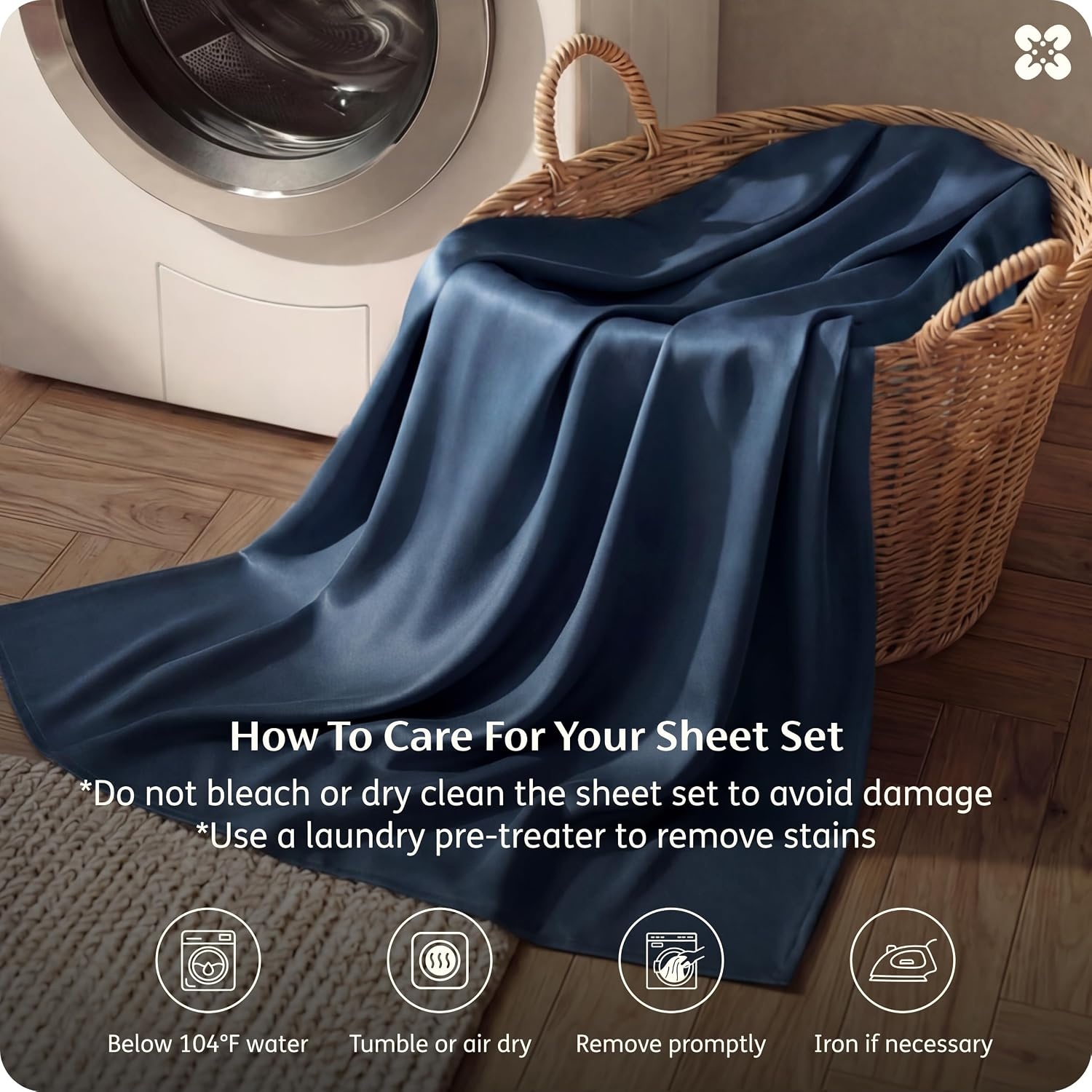 image:imageBedsure PureWoven 100 Rayon Derived from Bamboo Queen Sheets 4 Pieces Cooling Sheets for Hot Sleepers Breathable amp Silky Soft 16 Deep Pocket Hotel Luxury Bedding White07 Navy